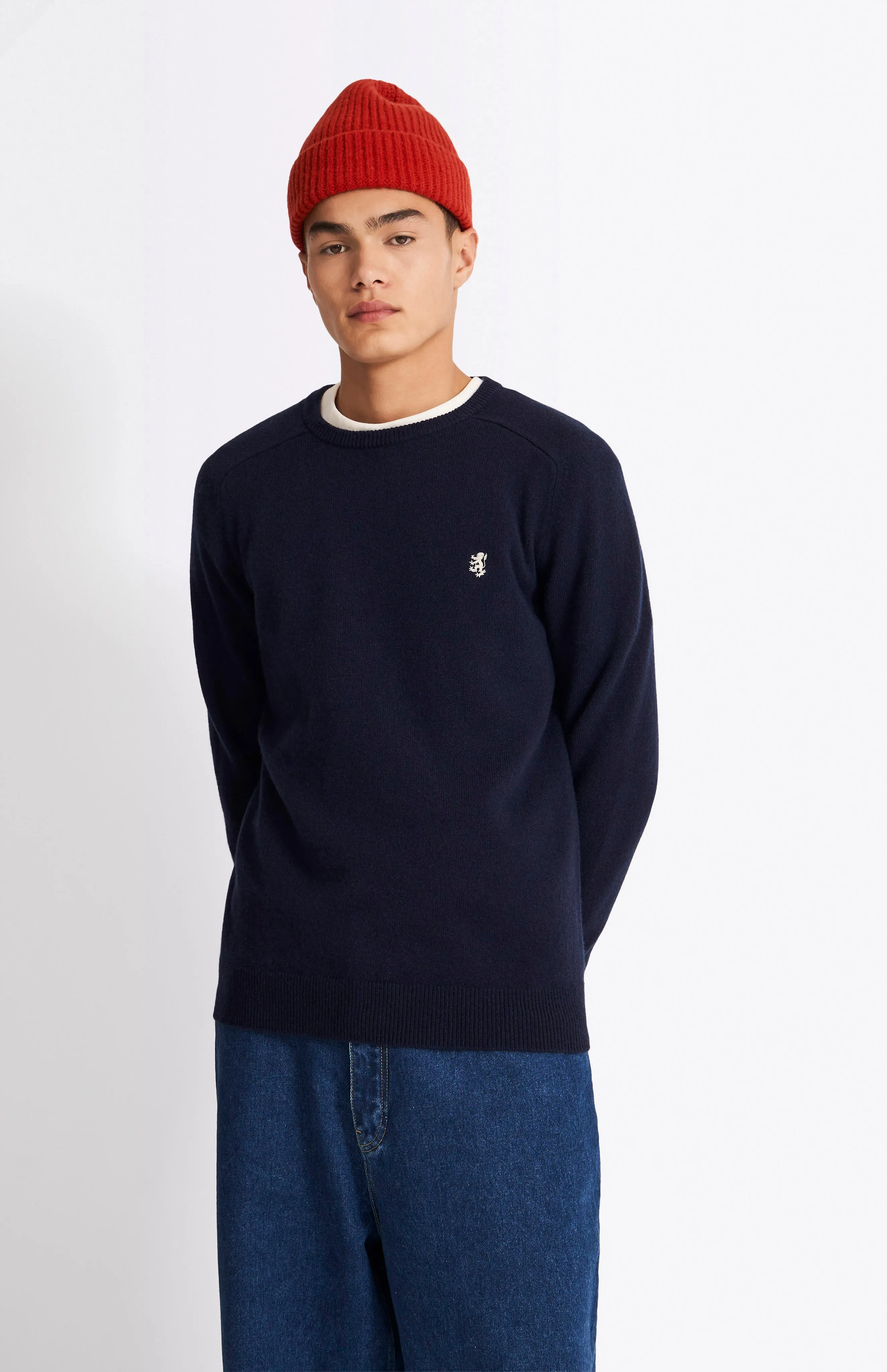 Round Neck Lambswool Contrast Jumper In Midnight sold by Pringle of Scotland product image thumbnail 2