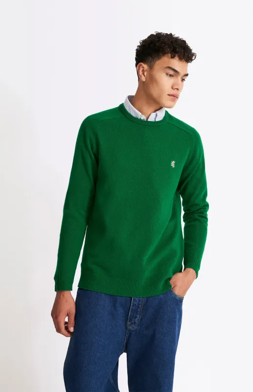 Round Neck Lambswool Contrast Jumper In Dark Pine sold by Pringle of Scotland