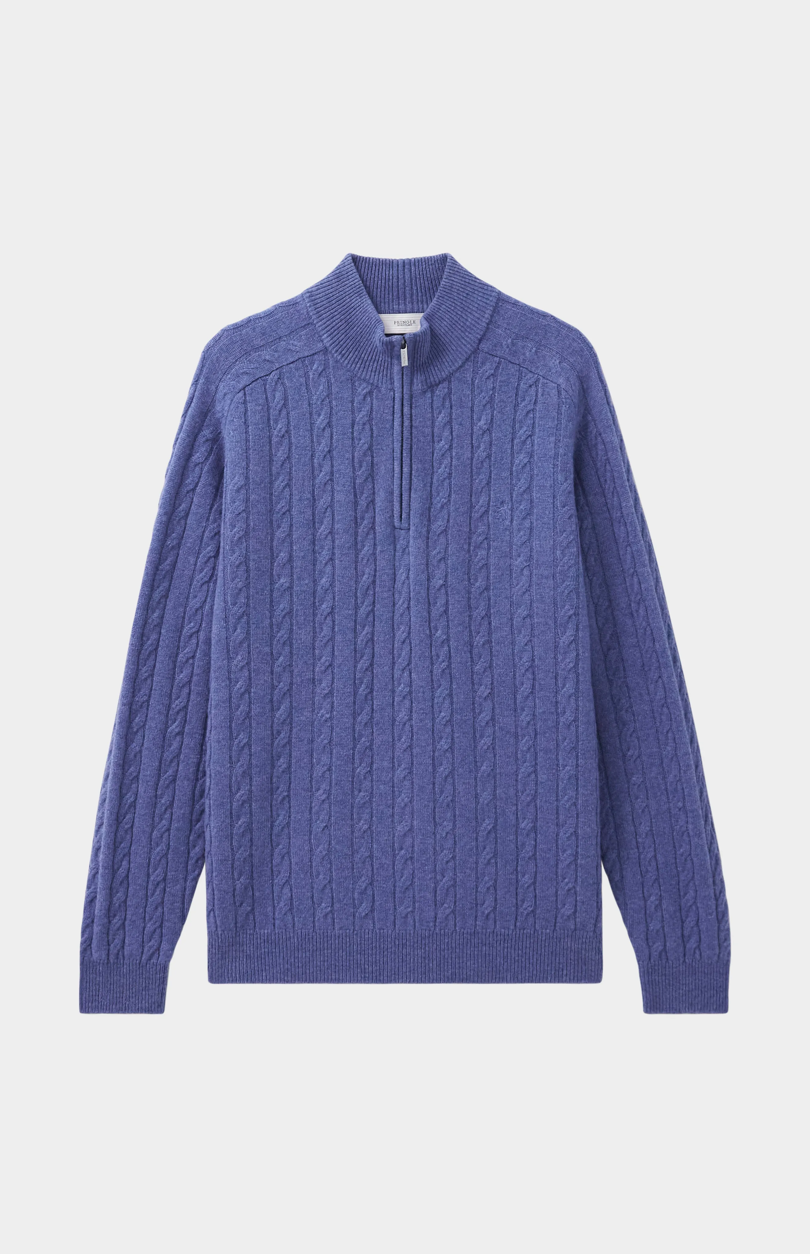 Quarter Zip Lambswool Cable Knit Jumper In Dark Indigo sold by Pringle of Scotland product image thumbnail 4