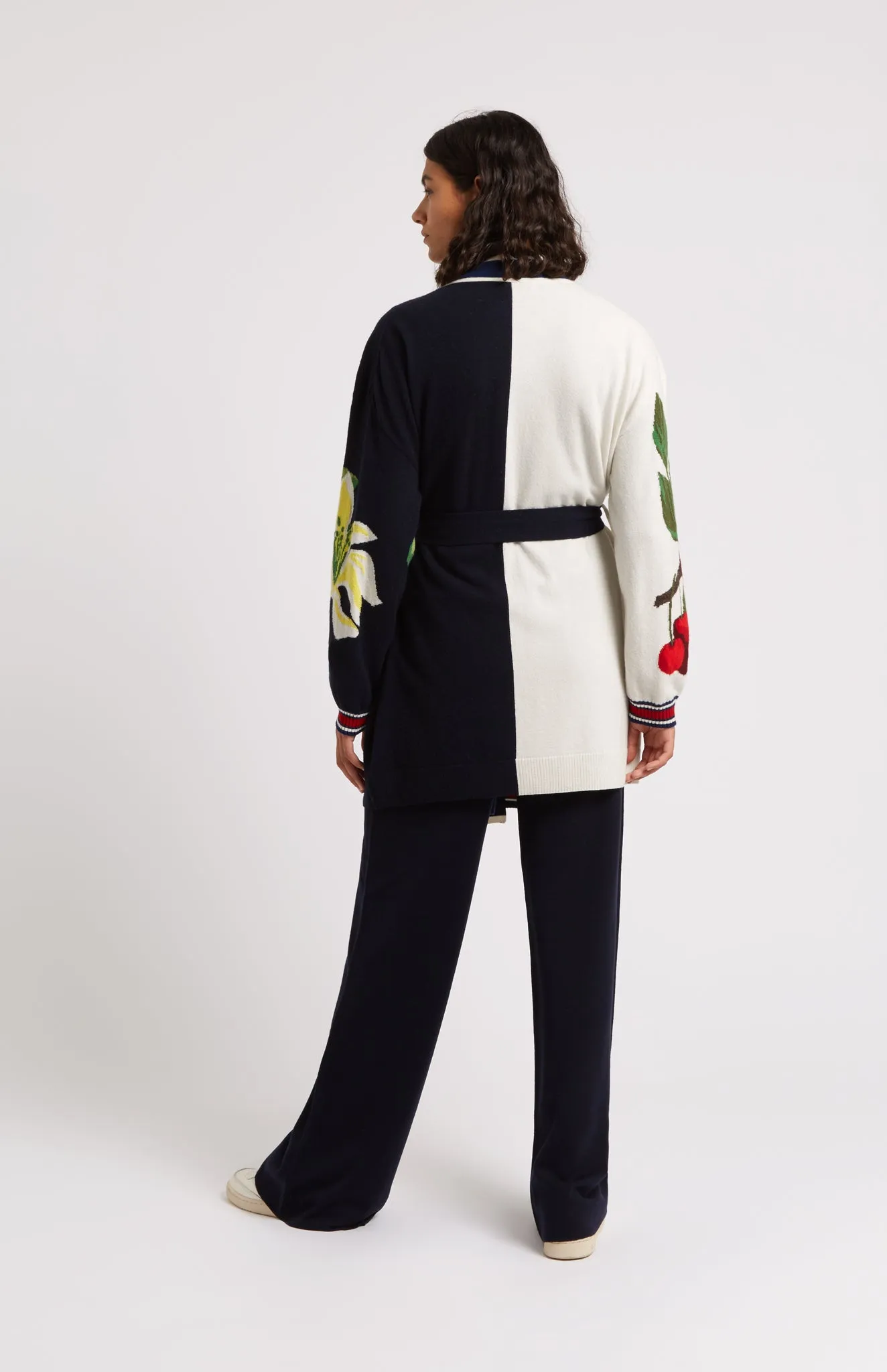 Intarsia Fruit Cashmere Blend Wrap Cardigan In Navy sold by Pringle of Scotland product image thumbnail 5