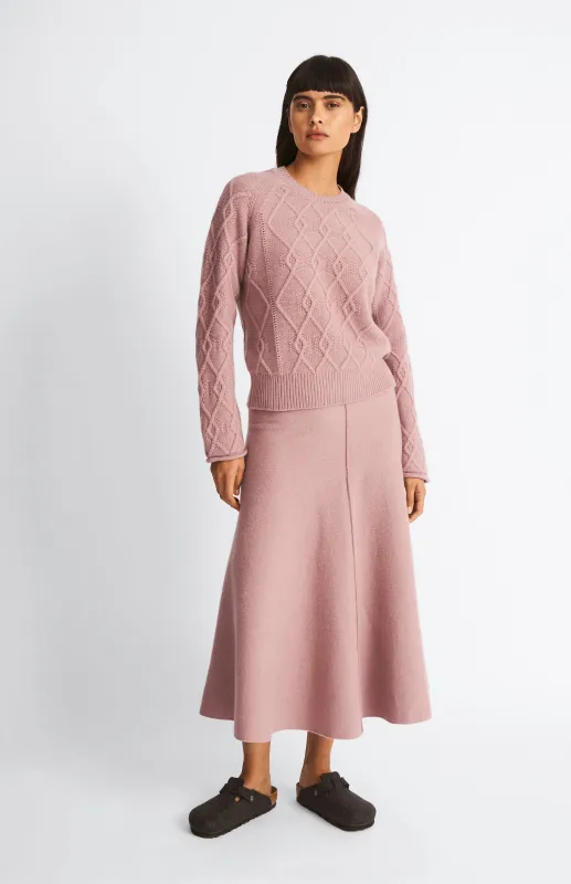 Women's Cashmere Blend Midi Skirt In Dusty Pink sold by Pringle of Scotland