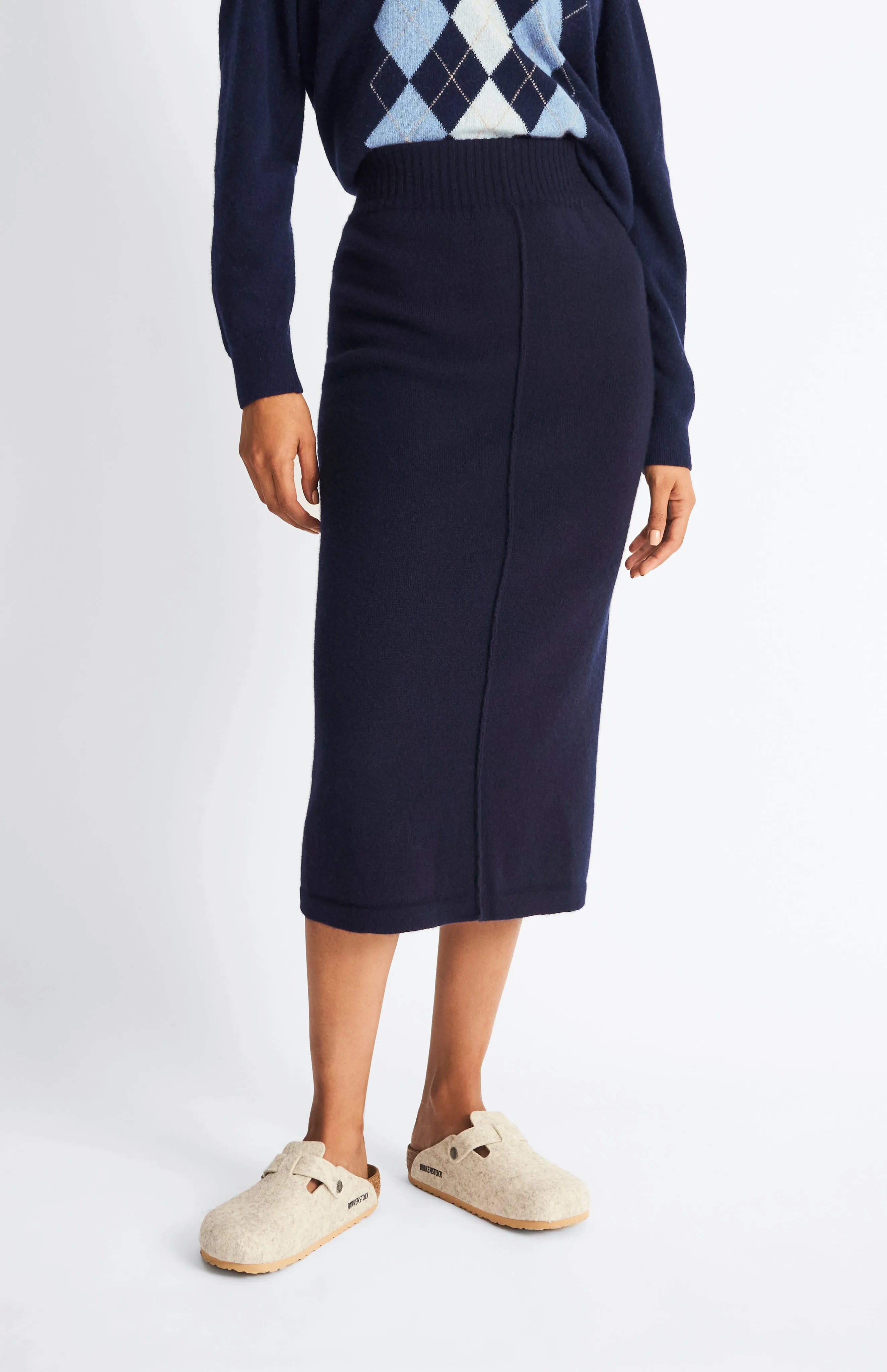 Cashmere Blend Pencil Skirt In Indigo sold by Pringle of Scotland product image thumbnail 3
