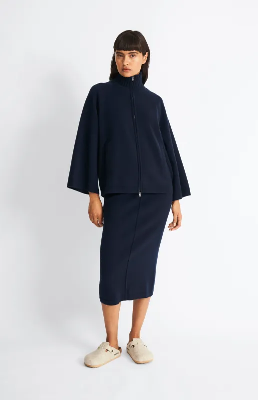 Cashmere Blend Pencil Skirt In Indigo sold by Pringle of Scotland