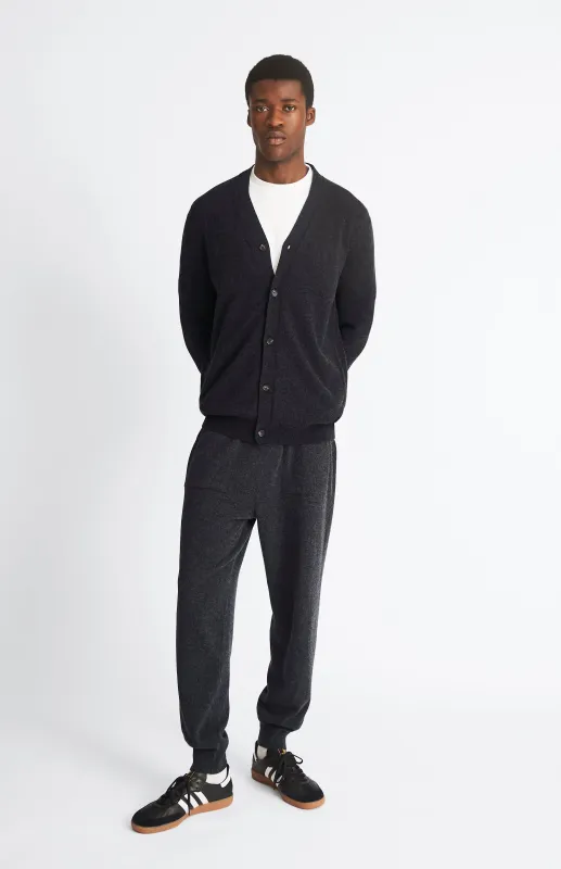 V Neck Cashmere Cardigan In Charcoal sold by Pringle of Scotland