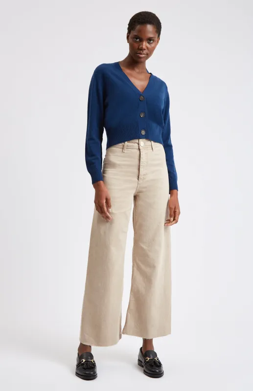 Women's Cropped Cashmere Cardigan In Navy sold by Pringle of Scotland