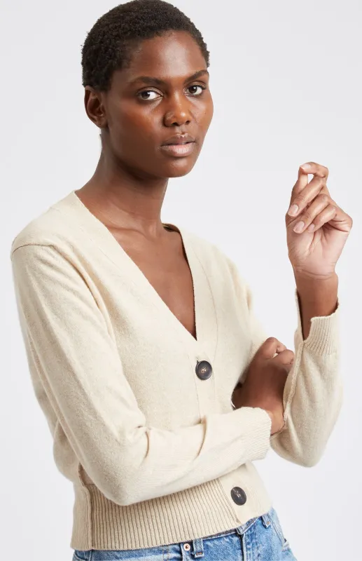 Women's Cropped Cashmere Cardigan In Honey sold by Pringle of Scotland