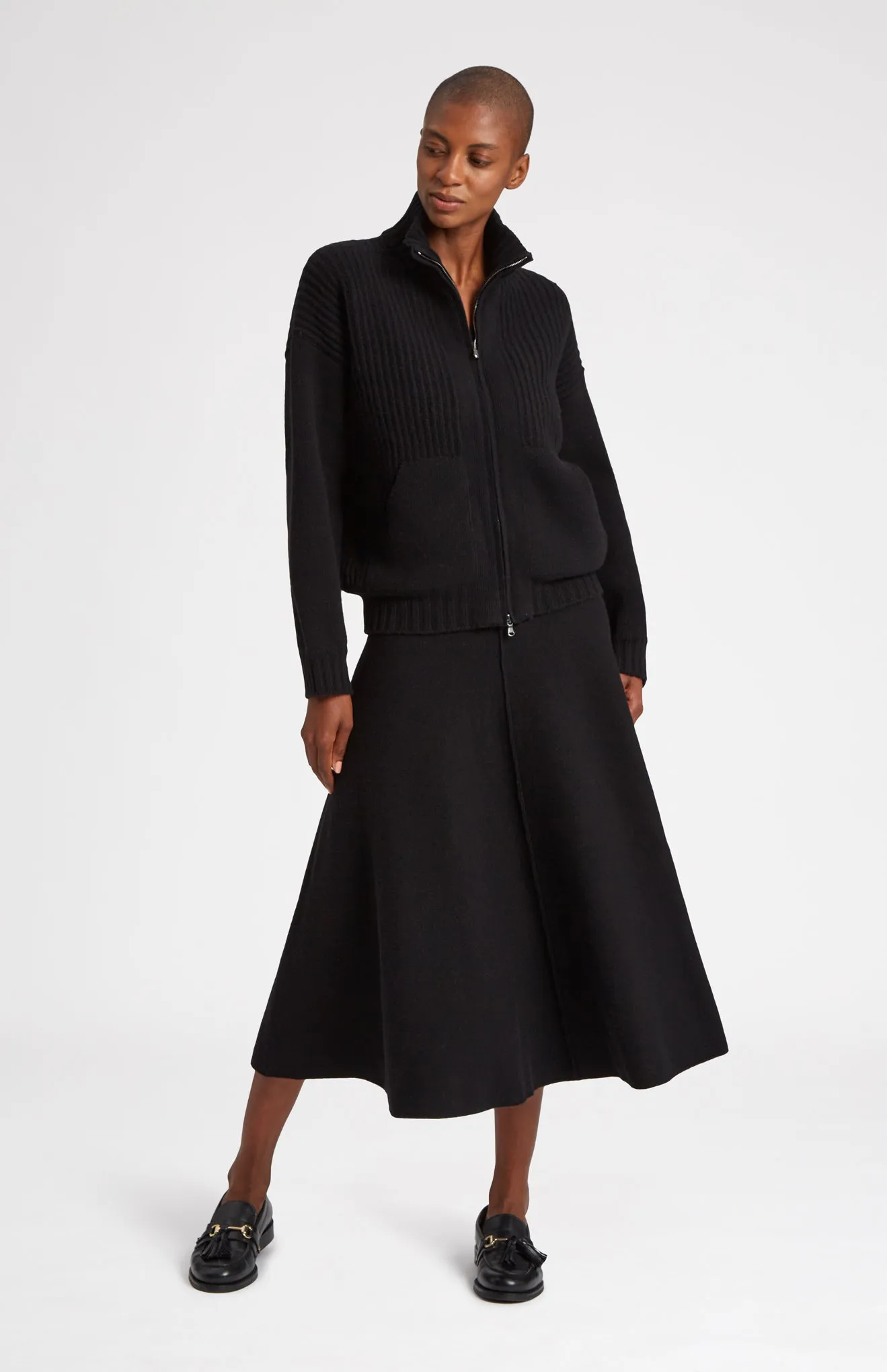 Cashmere Blend Midi Skirt In Black sold by Pringle of Scotland