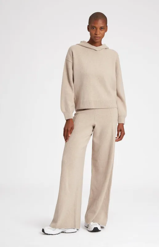 Knitted Wide Leg Cashmere Blend Trousers In Stone Melange sold by Pringle of Scotland