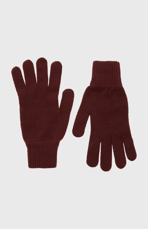 Men's Cashmere Contrast Cuff Gloves In Dark Claret sold by Pringle of Scotland