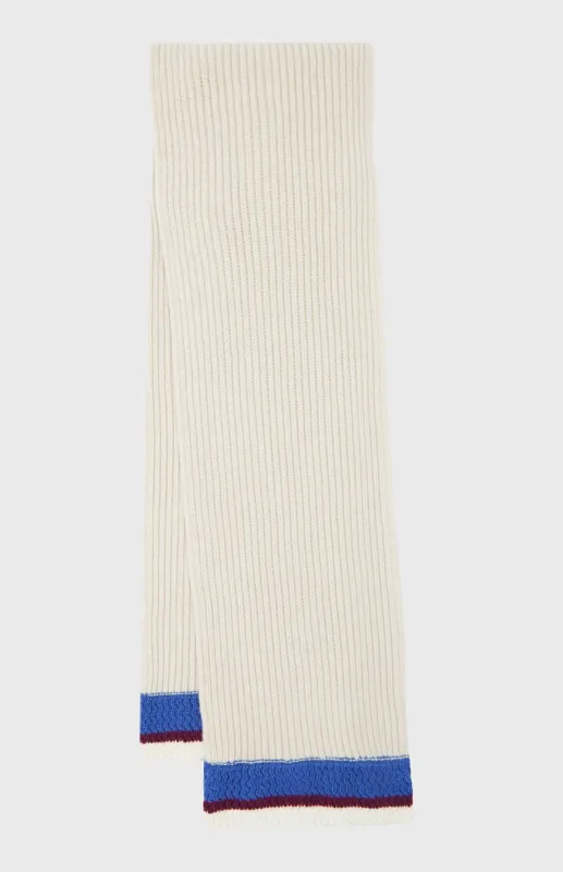 Wool Cashmere Blend Scarf With Allover Chunky Cardigan Rib In Almond made by Pringle of Scotland