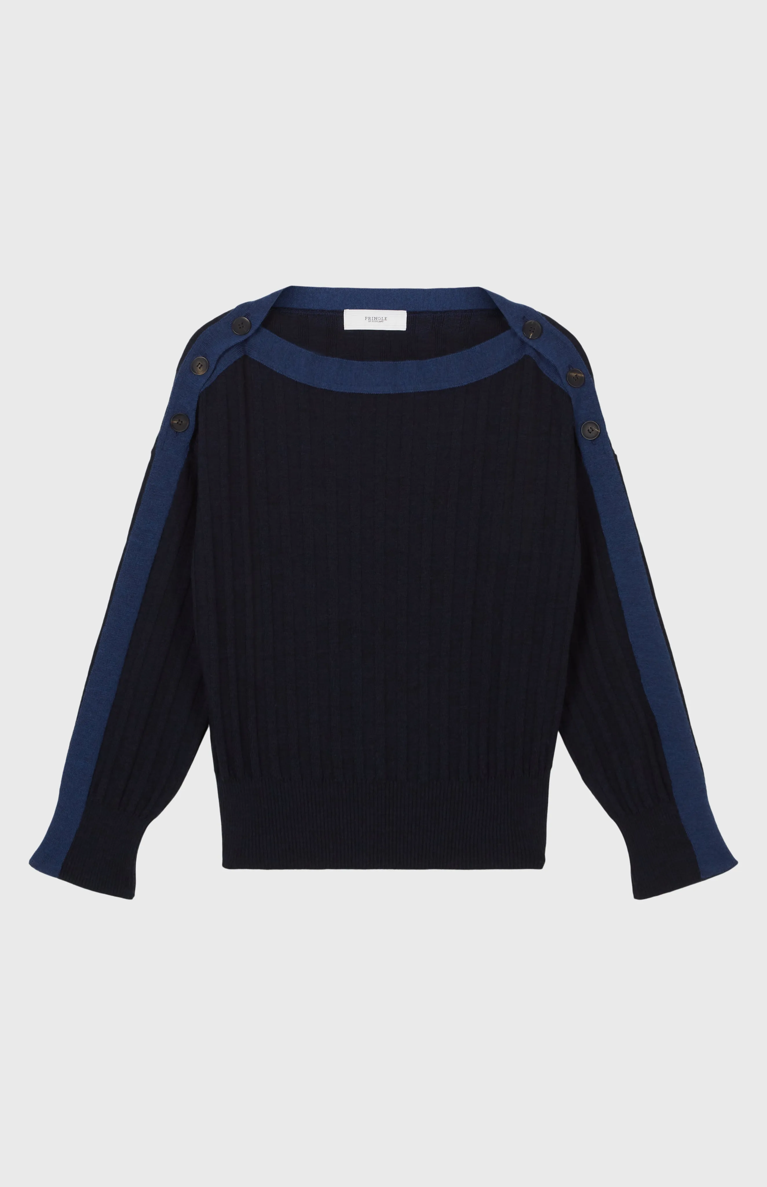Women's Round Neck Merino Jumper In Navy sold by Pringle of Scotland product image thumbnail 3