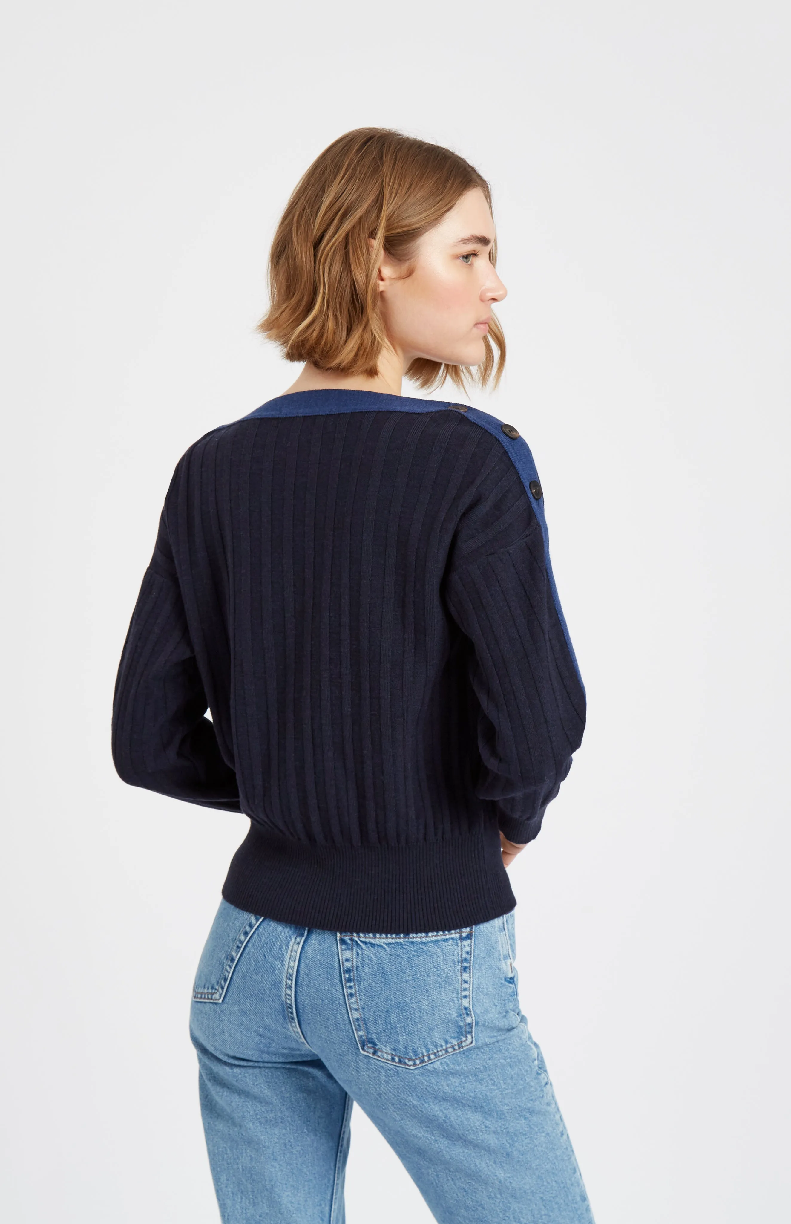 Women's Round Neck Merino Jumper In Navy sold by Pringle of Scotland product image thumbnail 4