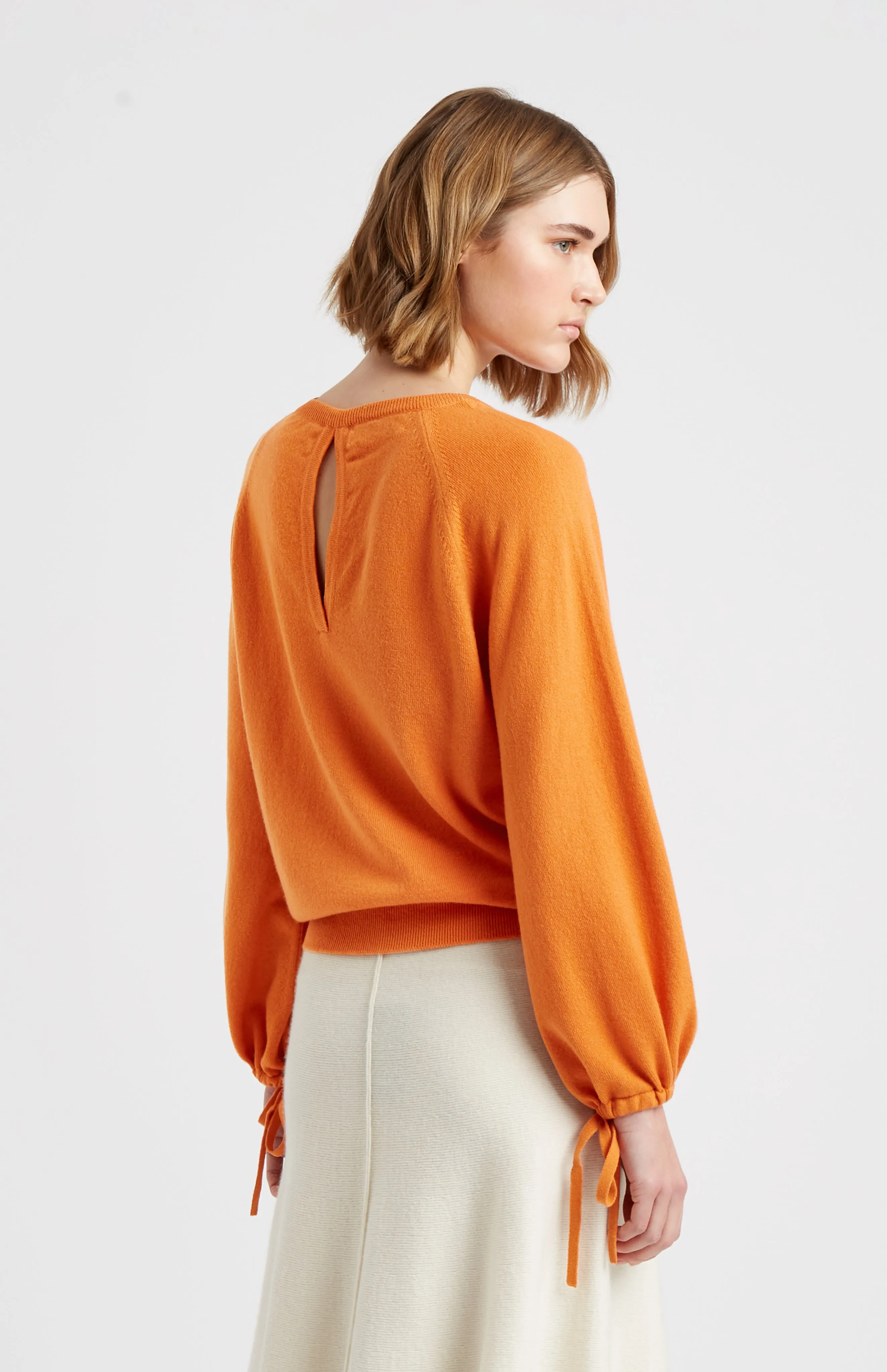 Women's Lightweight Round Neck Cashmere Jumper In Burnt Orange sold by Pringle of Scotland product image thumbnail 4