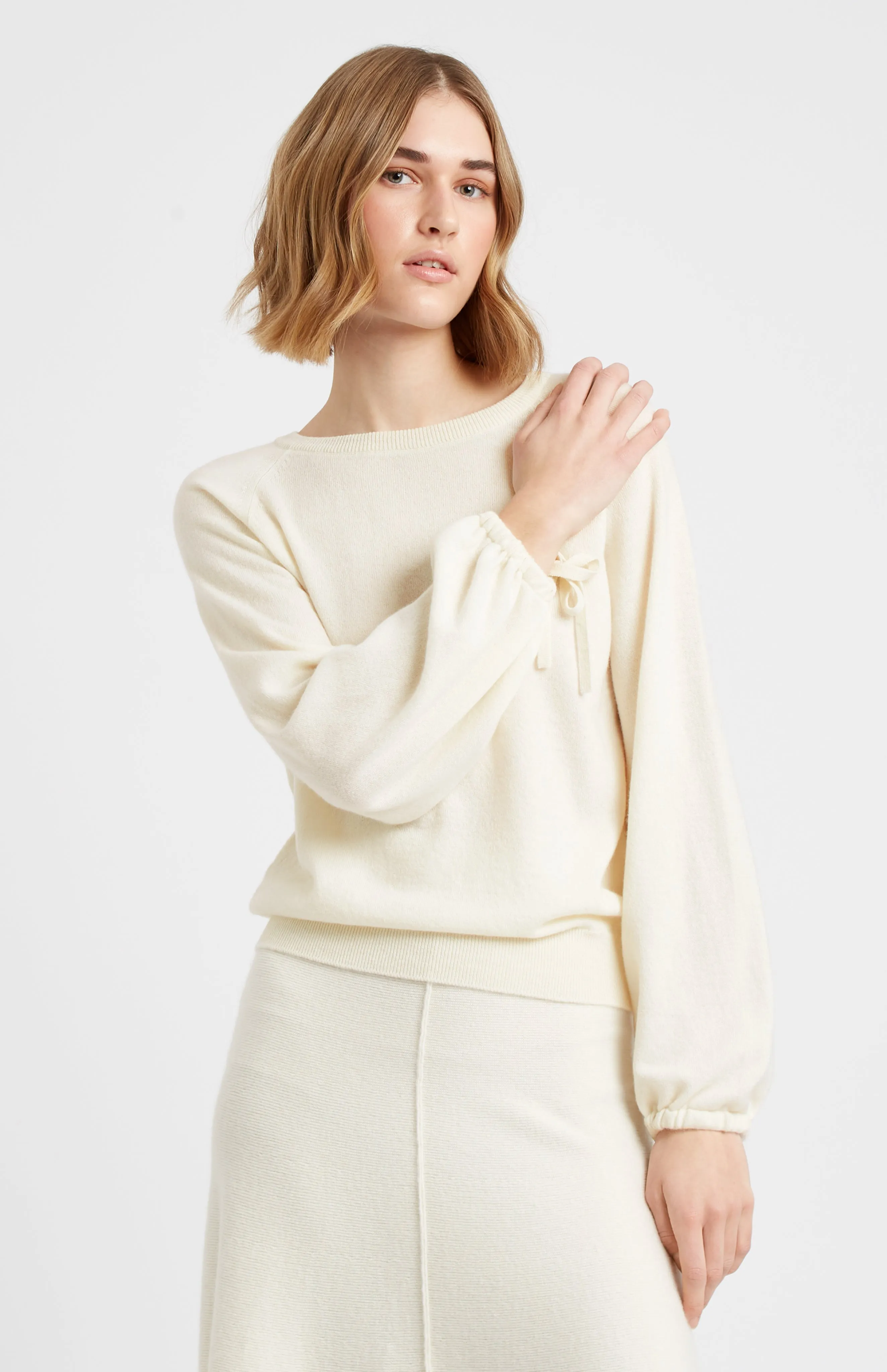 Women's Lightweight Round Neck Cashmere Jumper In Off White sold by Pringle of Scotland product image thumbnail 5