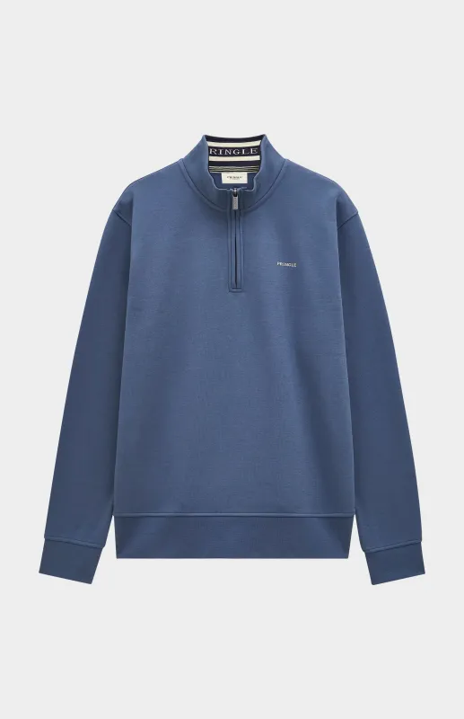 Men's Qtr Zip Track Jumper In Bearing Sea Blue made by Pringle