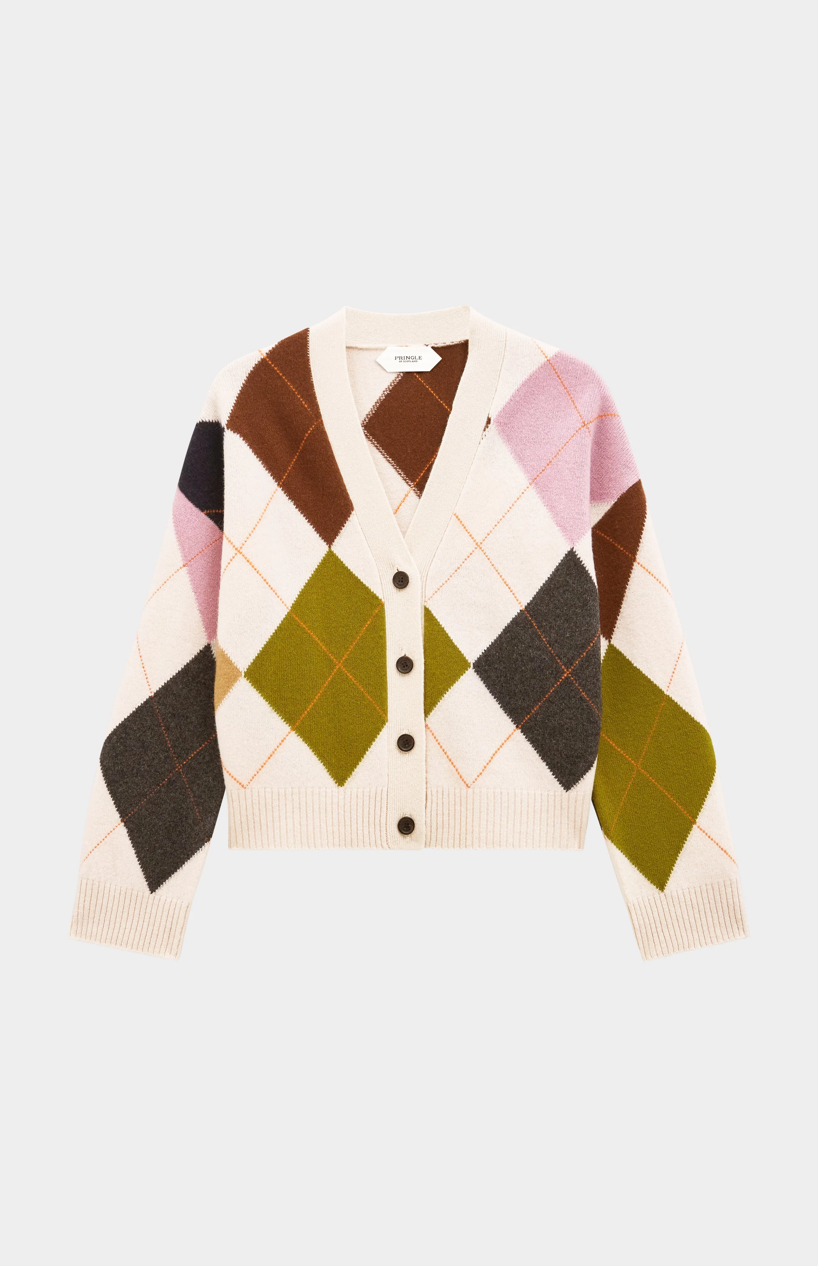 Women's Supersoft Lambswool Argyle Cardigan In Ecru / Multi sold by Pringle of Scotland product image thumbnail 4