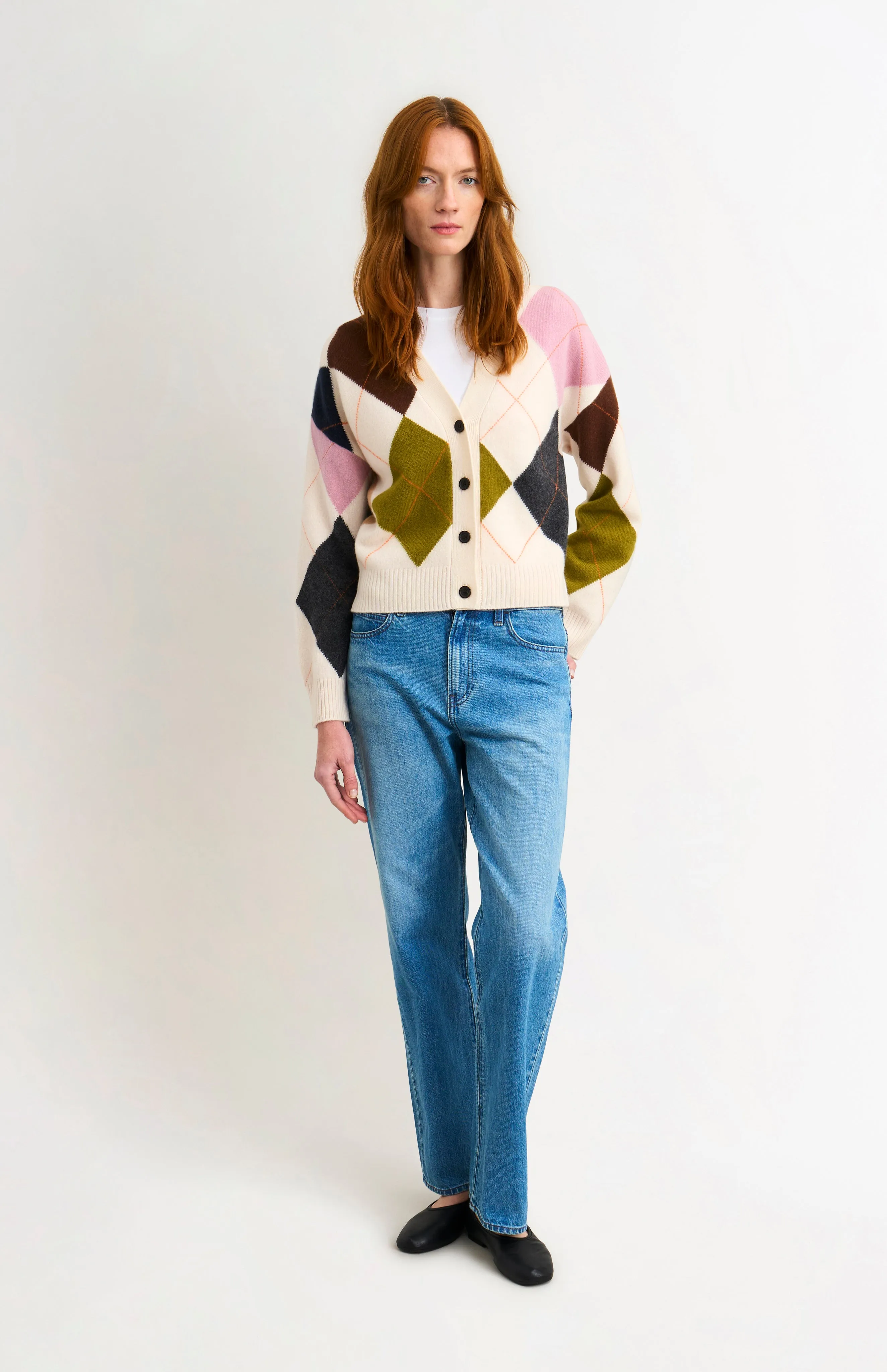 Women's Supersoft Lambswool Argyle Cardigan In Ecru / Multi sold by Pringle of Scotland product image thumbnail 2