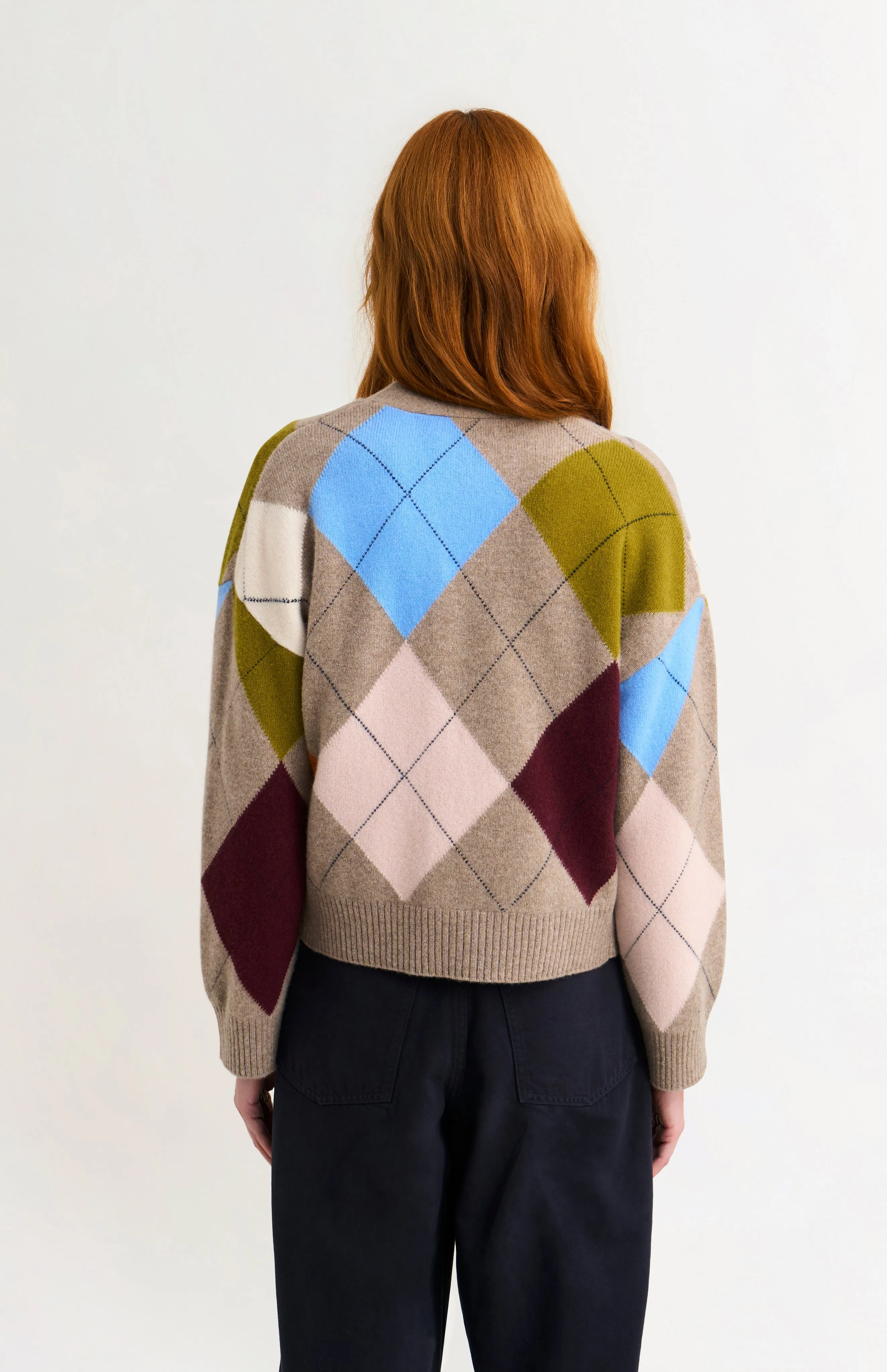 Women's Supersoft Lambswool Argyle Cardigan In Mushroom / Multi sold by Pringle of Scotland product image thumbnail 5