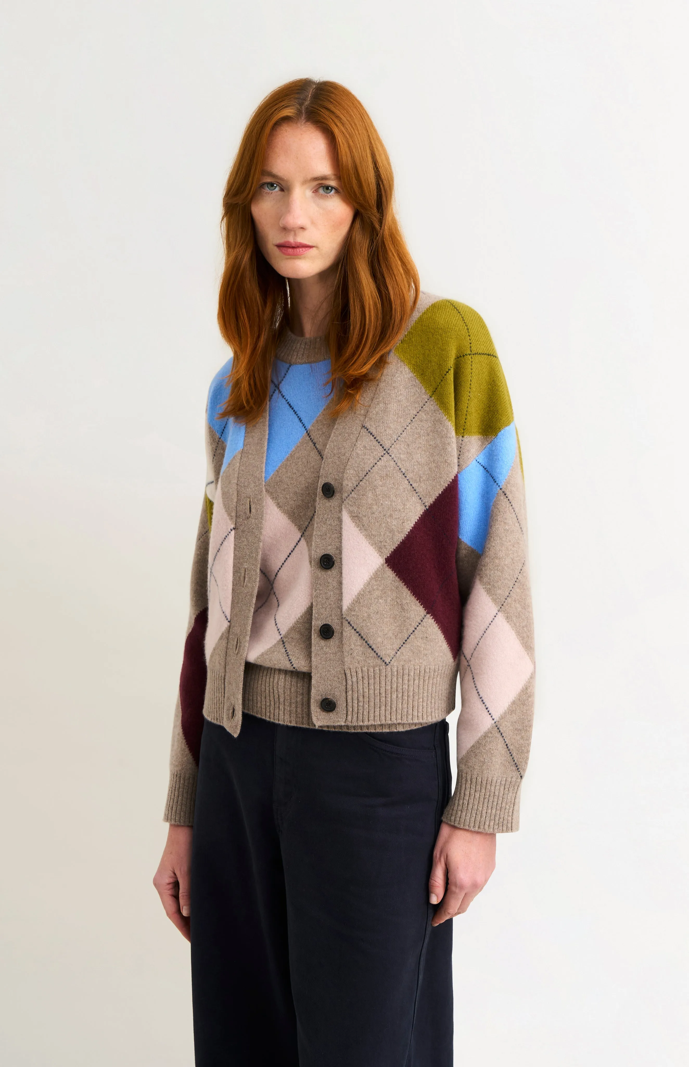 Women's Supersoft Lambswool Argyle Cardigan In Mushroom / Multi sold by Pringle of Scotland product image thumbnail 2