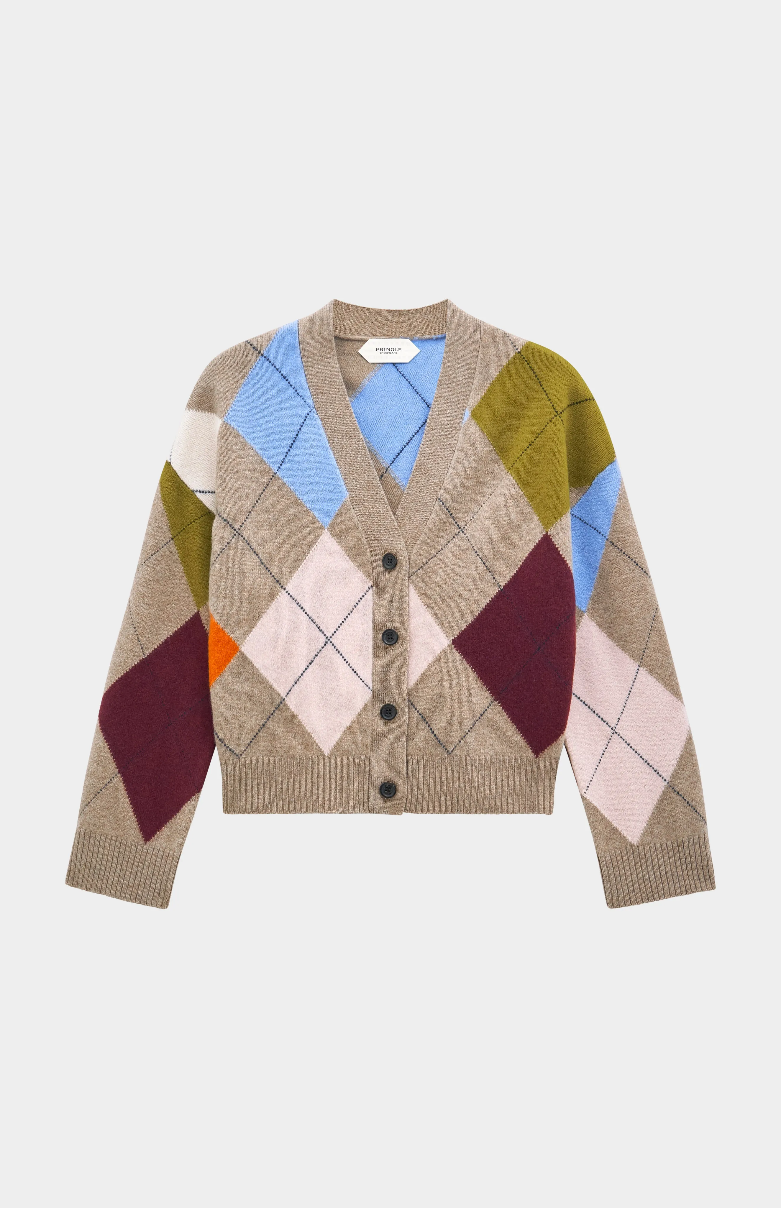 Women's Supersoft Lambswool Argyle Cardigan In Mushroom / Multi sold by Pringle of Scotland product image thumbnail 4