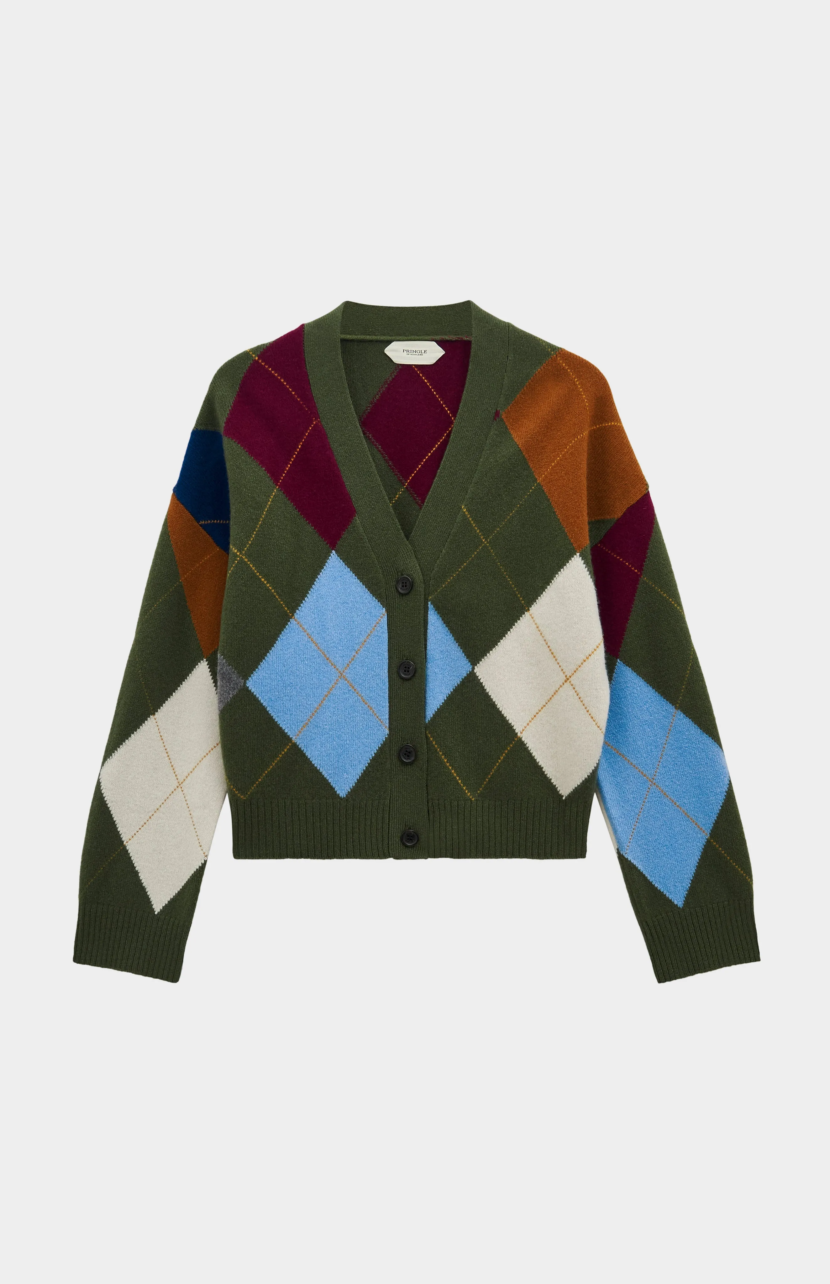 Women's Supersoft Lambswool Argyle Cardigan In Olive Green / Multi sold by Pringle of Scotland product image thumbnail 4