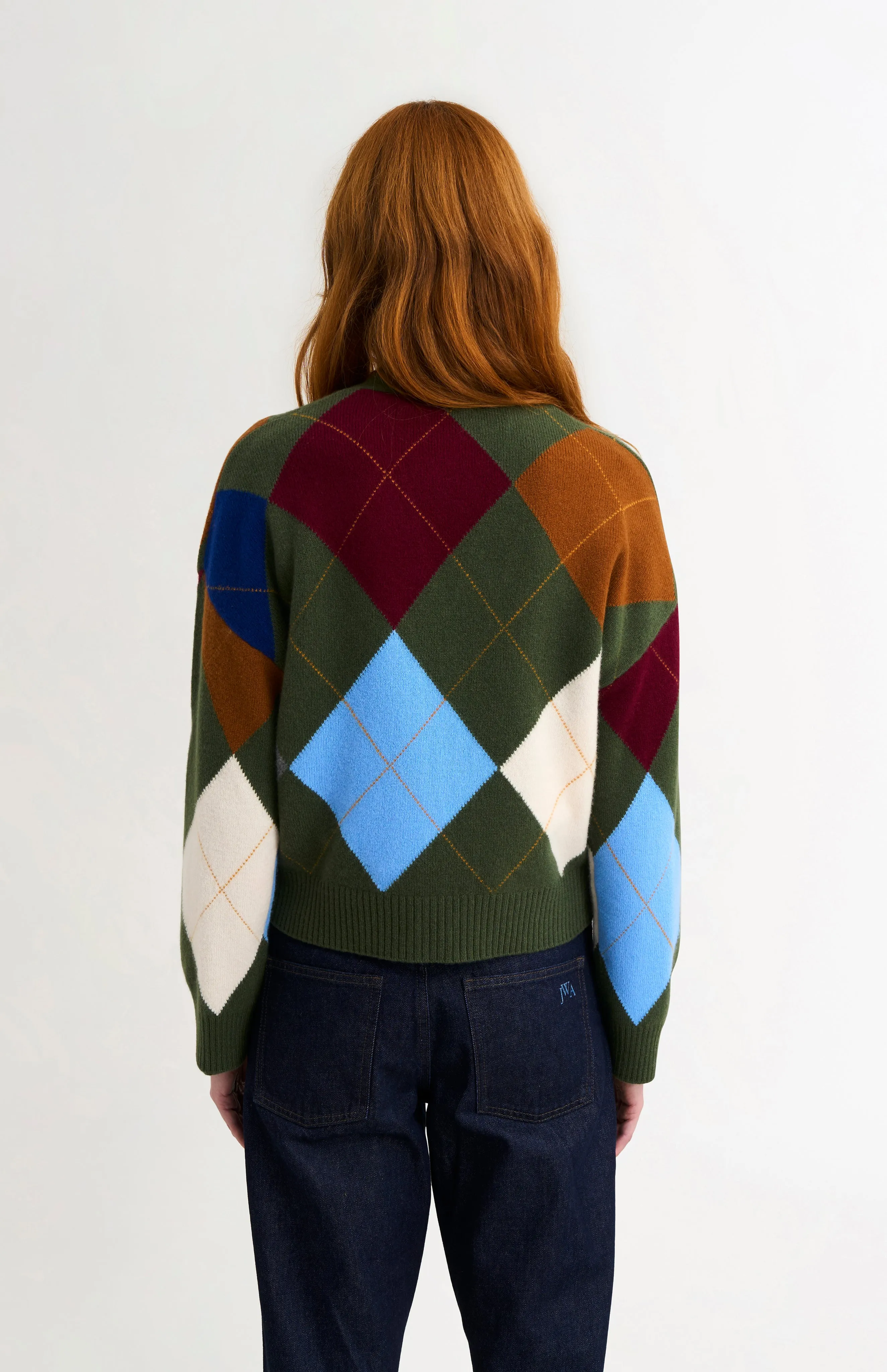 Women's Supersoft Lambswool Argyle Cardigan In Olive Green / Multi sold by Pringle of Scotland product image thumbnail 5