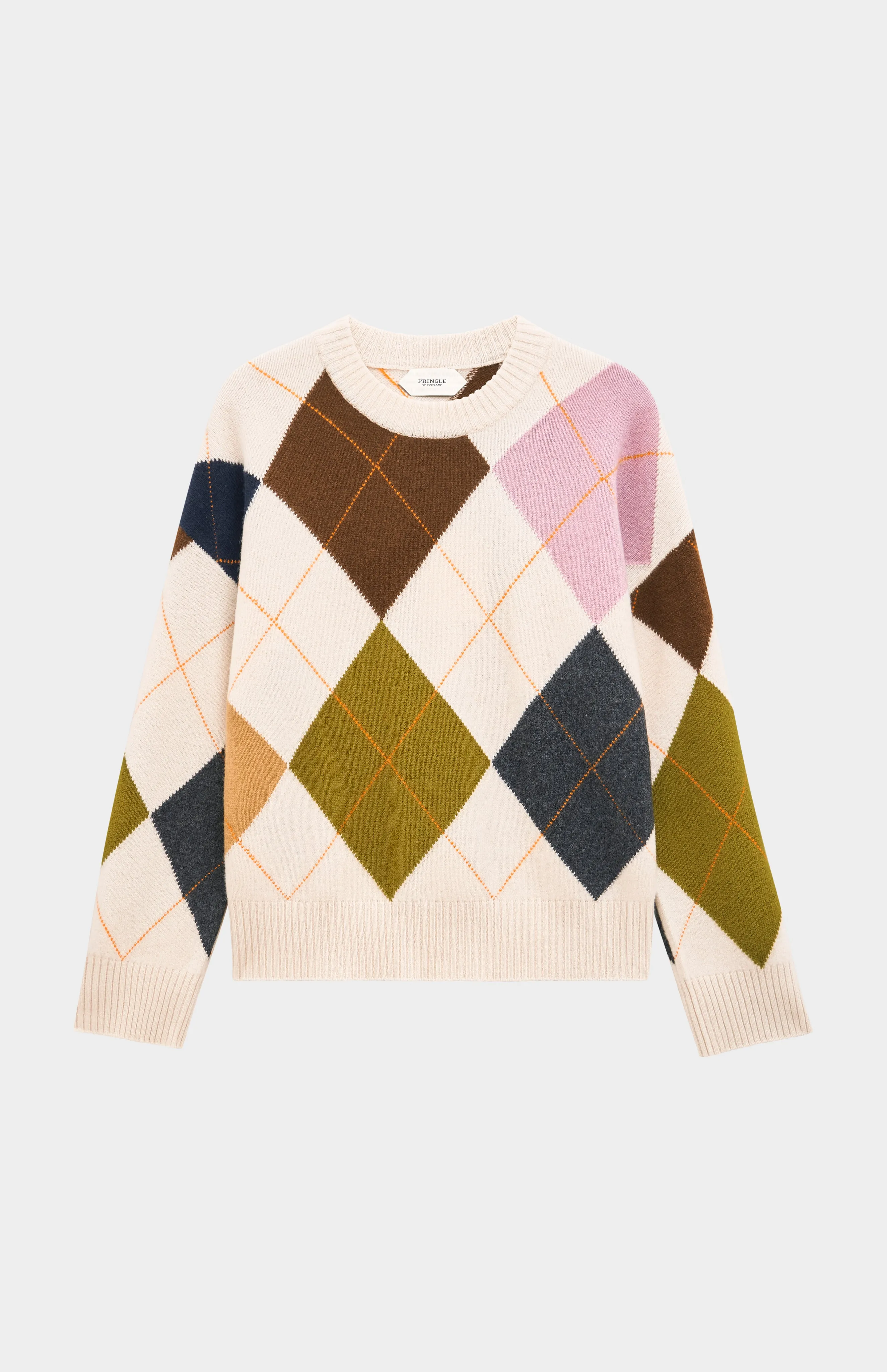Women's Crew Neck Supersoft Lambswool Argyle Jumper In Ecru / Multi sold by Pringle of Scotland product image thumbnail 4