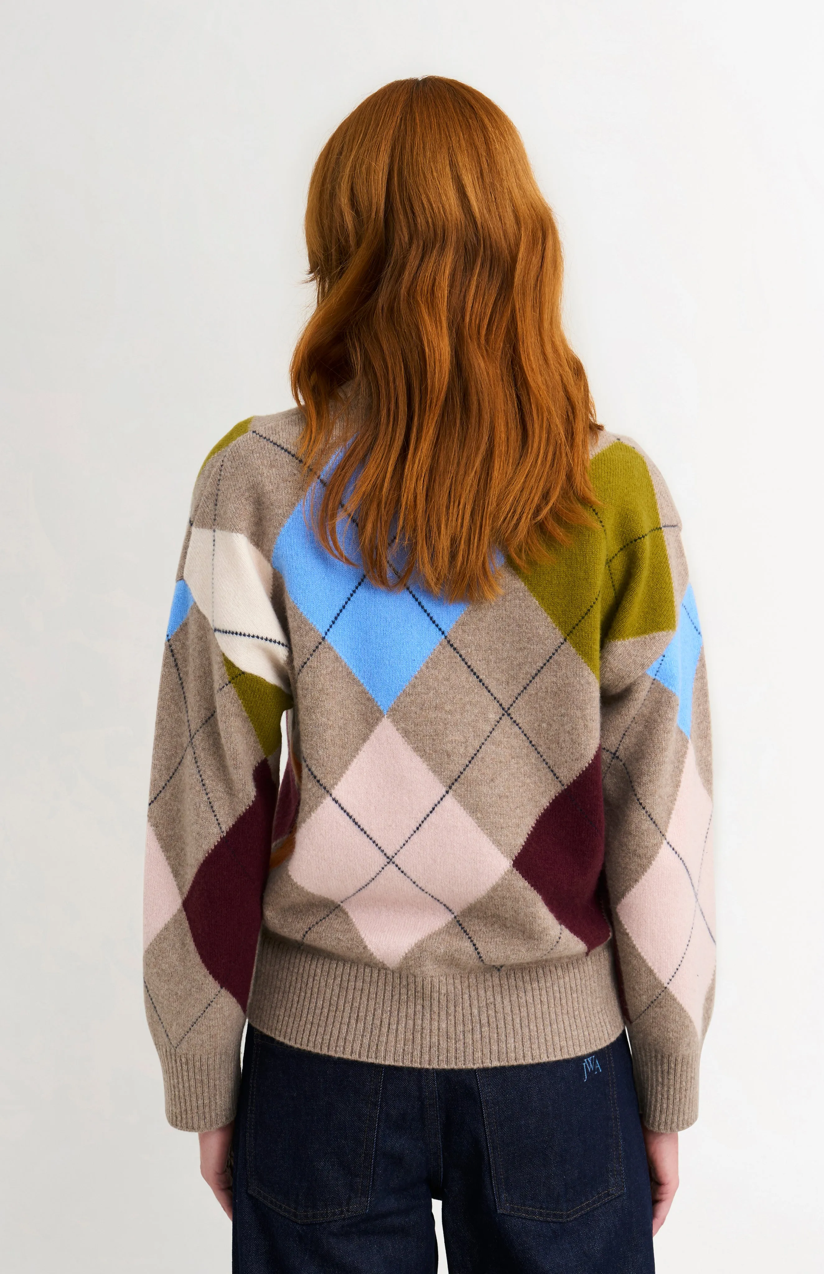 Women's Crew Neck Supersoft Lambswool Argyle Jumper In Mushroom / Multi sold by Pringle of Scotland product image thumbnail 5