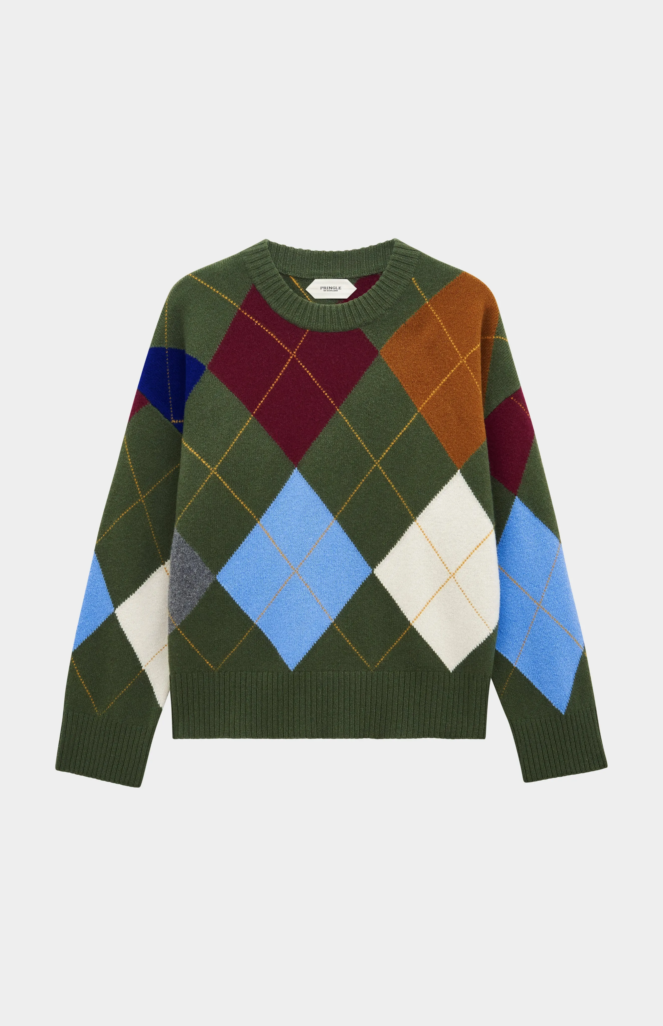 Women's Crew Neck Supersoft Lambswool Argyle Jumper In Olive Green / Multi sold by Pringle of Scotland product image thumbnail 4