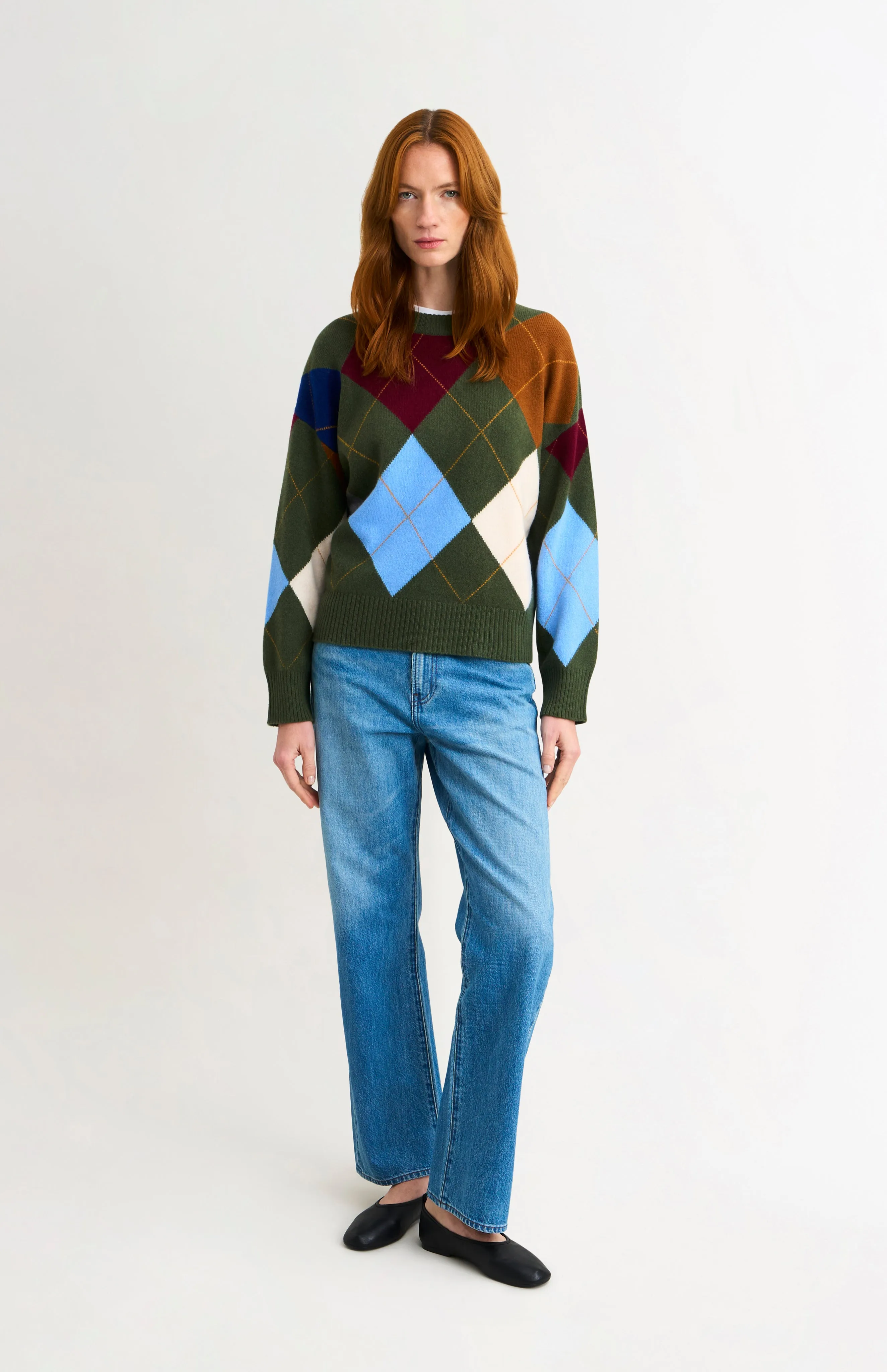 Women's Crew Neck Supersoft Lambswool Argyle Jumper In Olive Green / Multi sold by Pringle of Scotland product image thumbnail 2