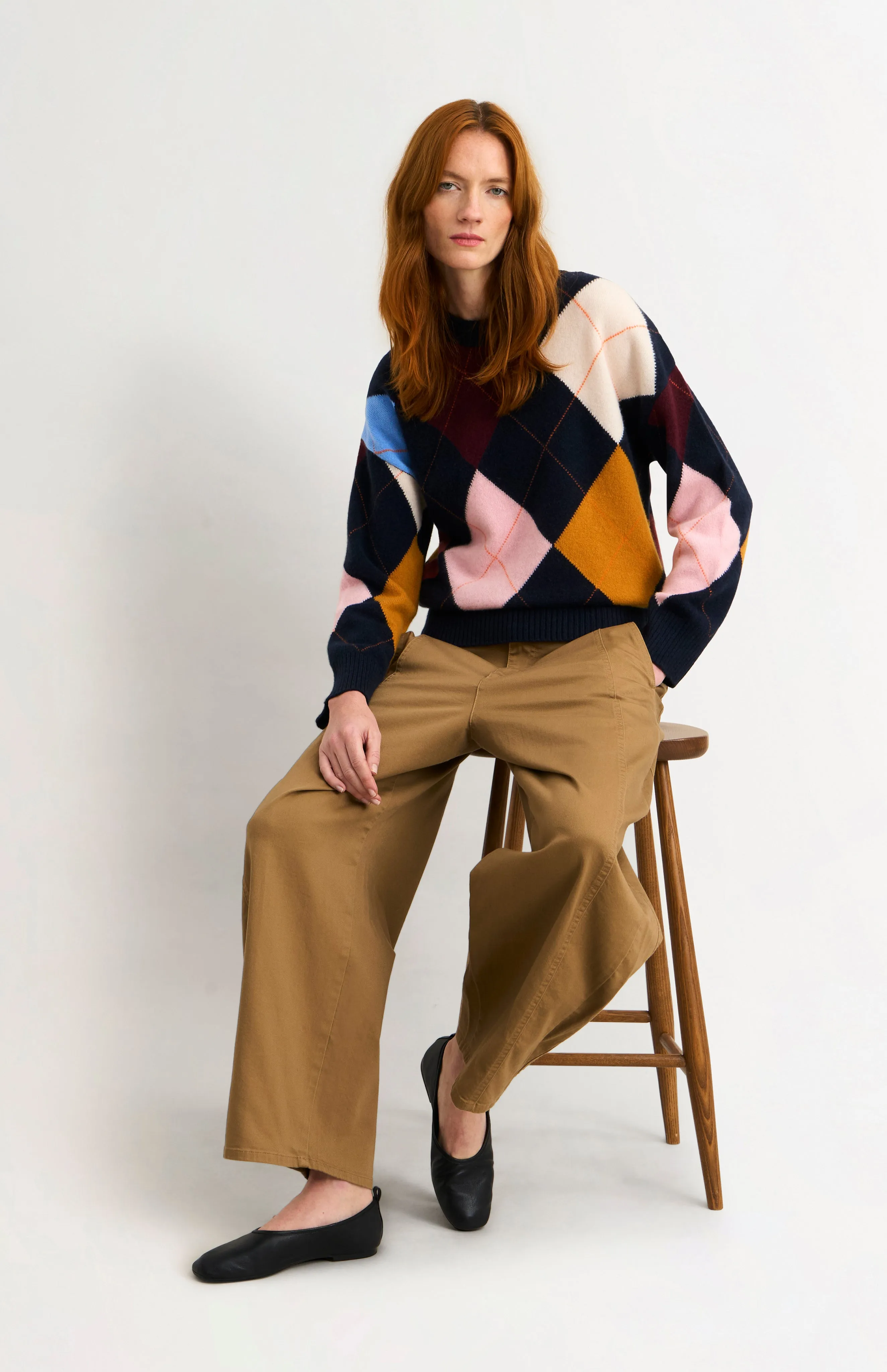 Women's Crew Neck Supersoft Lambswool Argyle Jumper In Navy / Multi sold by Pringle of Scotland product image thumbnail 2