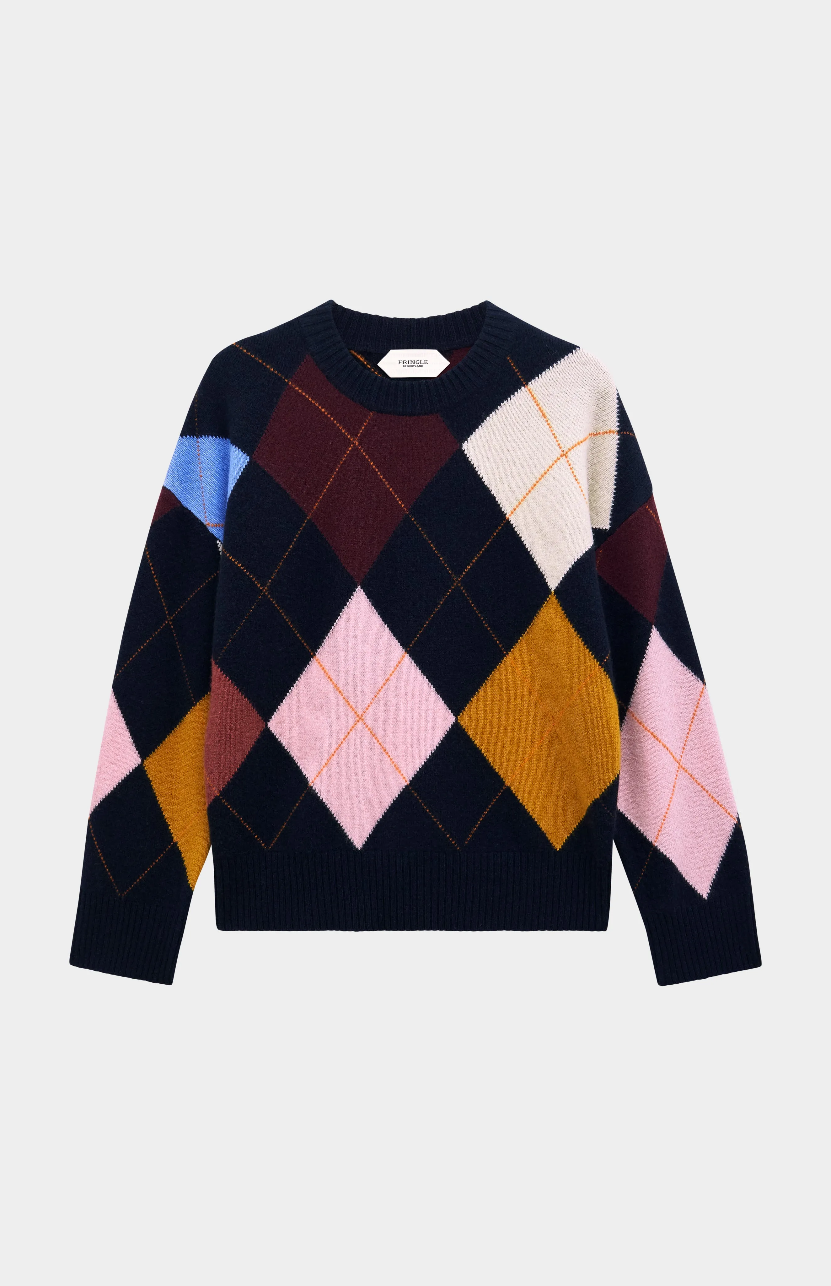 Women's Crew Neck Supersoft Lambswool Argyle Jumper In Navy / Multi sold by Pringle of Scotland product image thumbnail 4