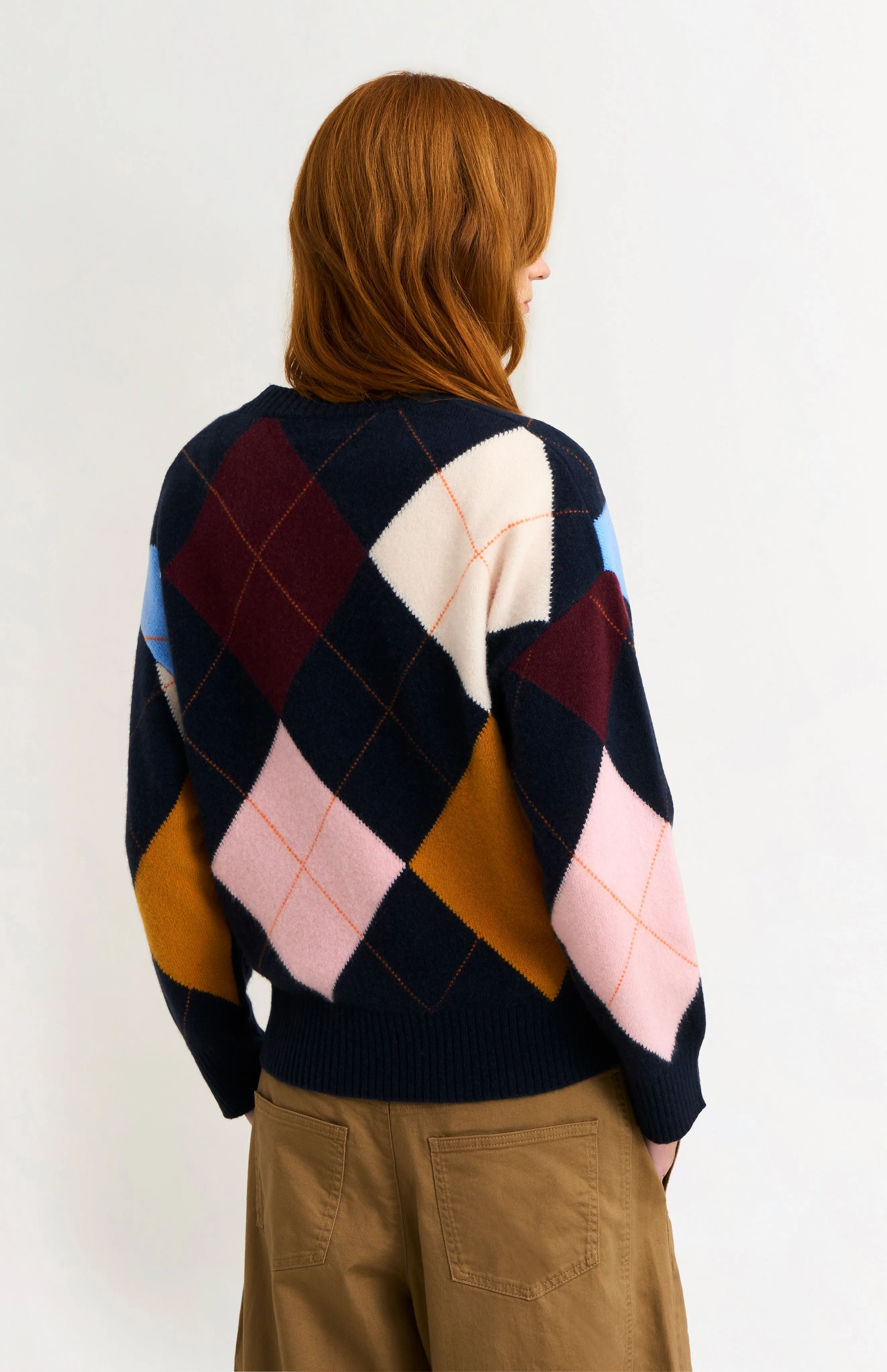 Women's Crew Neck Supersoft Lambswool Argyle Jumper In Navy / Multi sold by Pringle of Scotland product image thumbnail 5