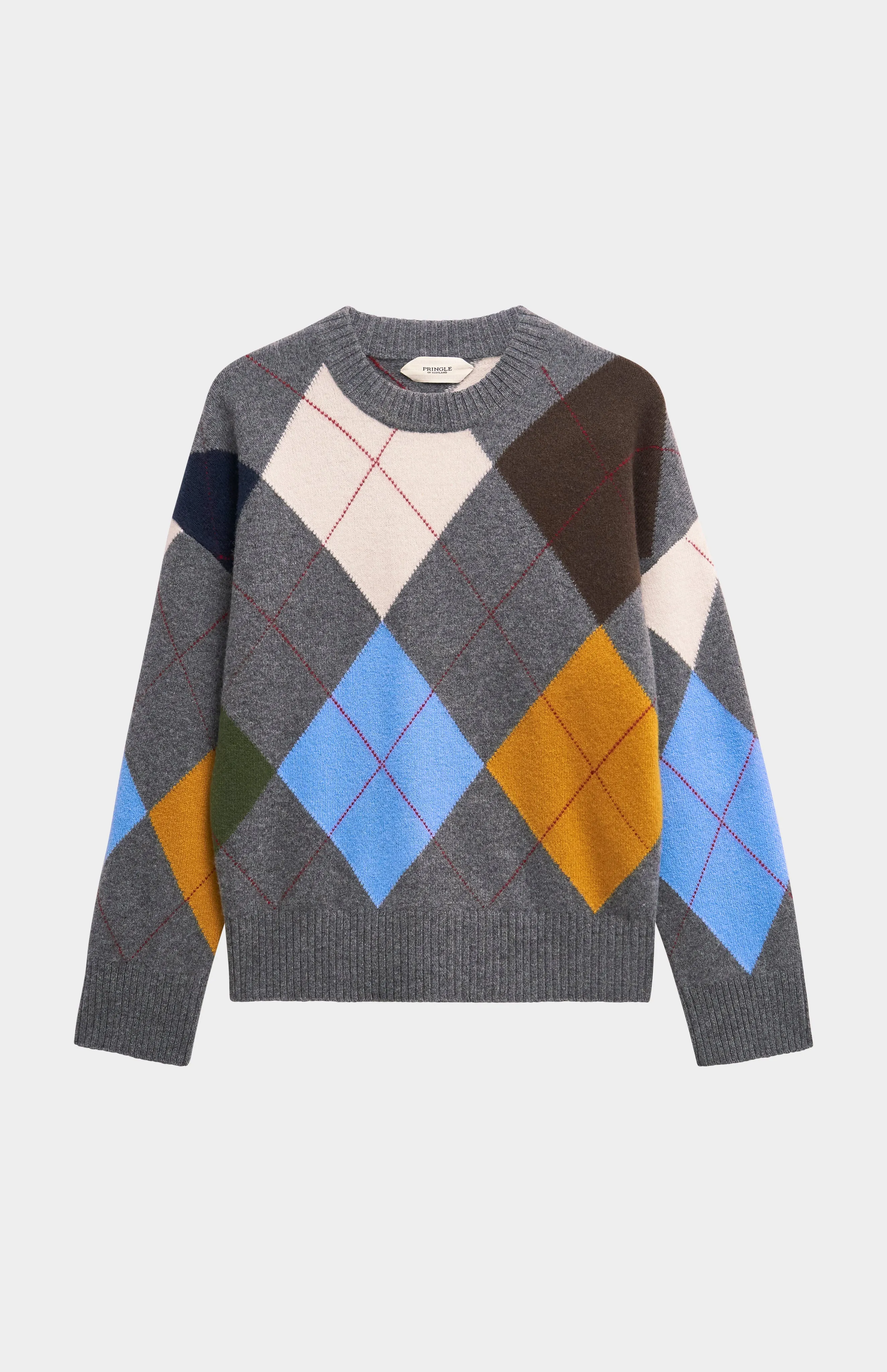 Pringle Women's Crew Neck Supersoft Lambswool Argyle Jumper In Charcoal / Multi sold by Pringle of Scotland product image thumbnail 4