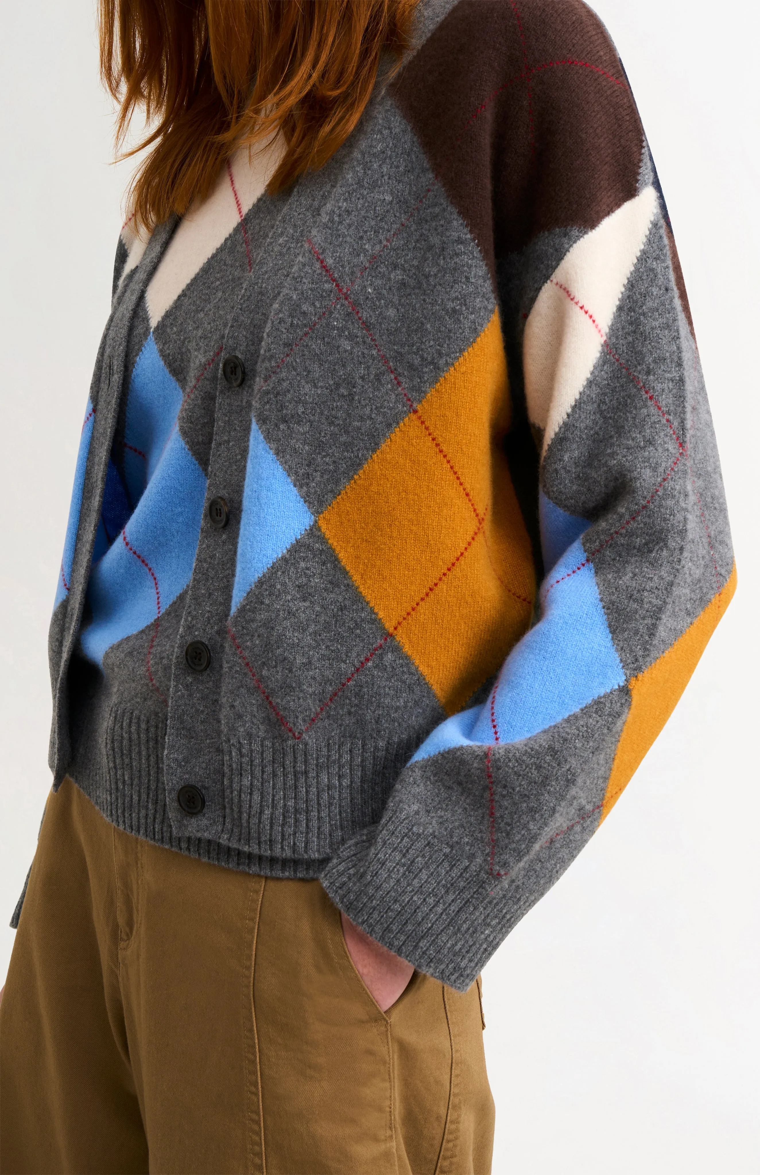 Women's Supersoft Lambswool Argyle Cardigan In Charcoal / Multi sold by Pringle of Scotland product image thumbnail 2