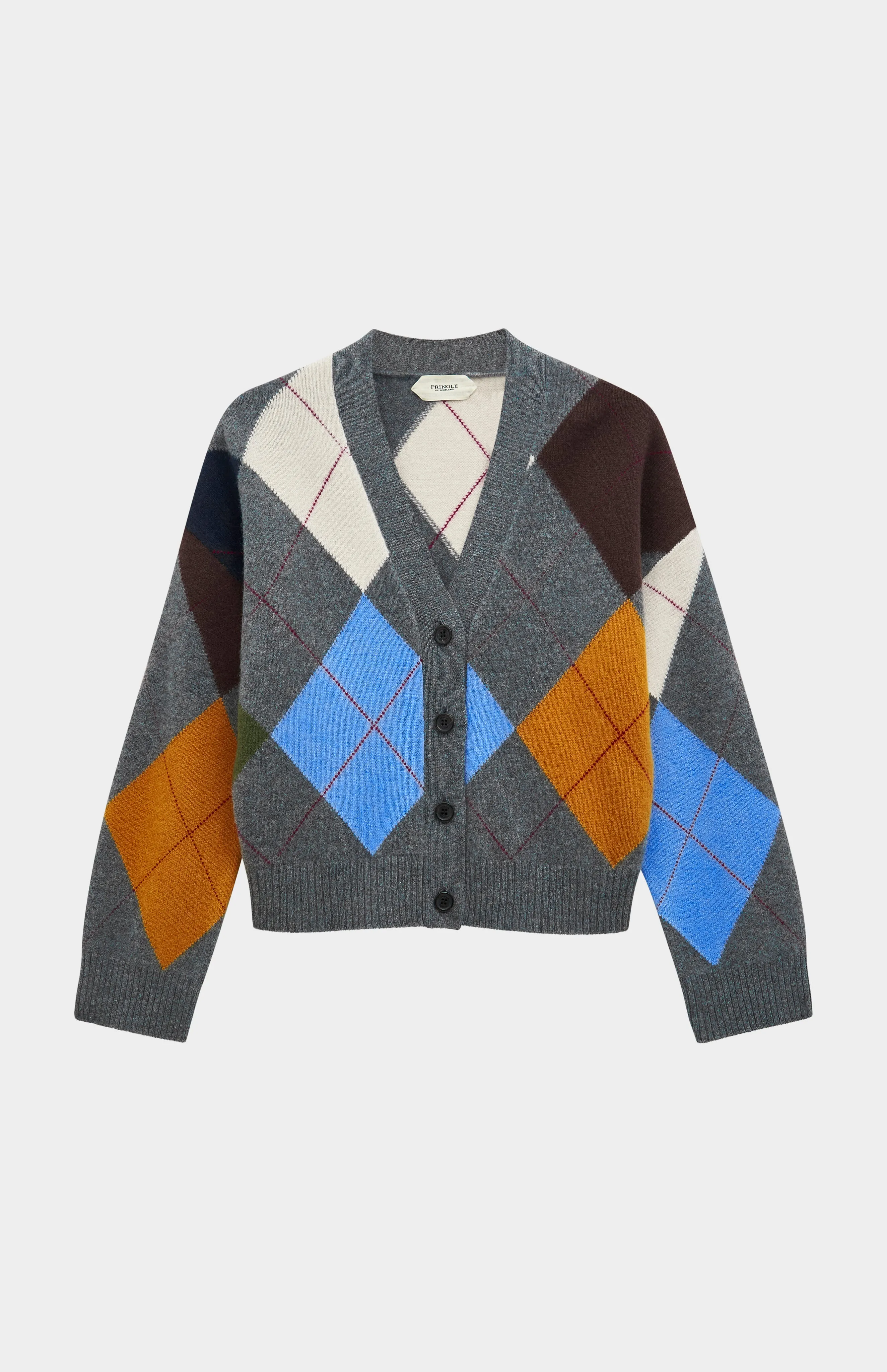 Women's Supersoft Lambswool Argyle Cardigan In Charcoal / Multi sold by Pringle of Scotland product image thumbnail 4