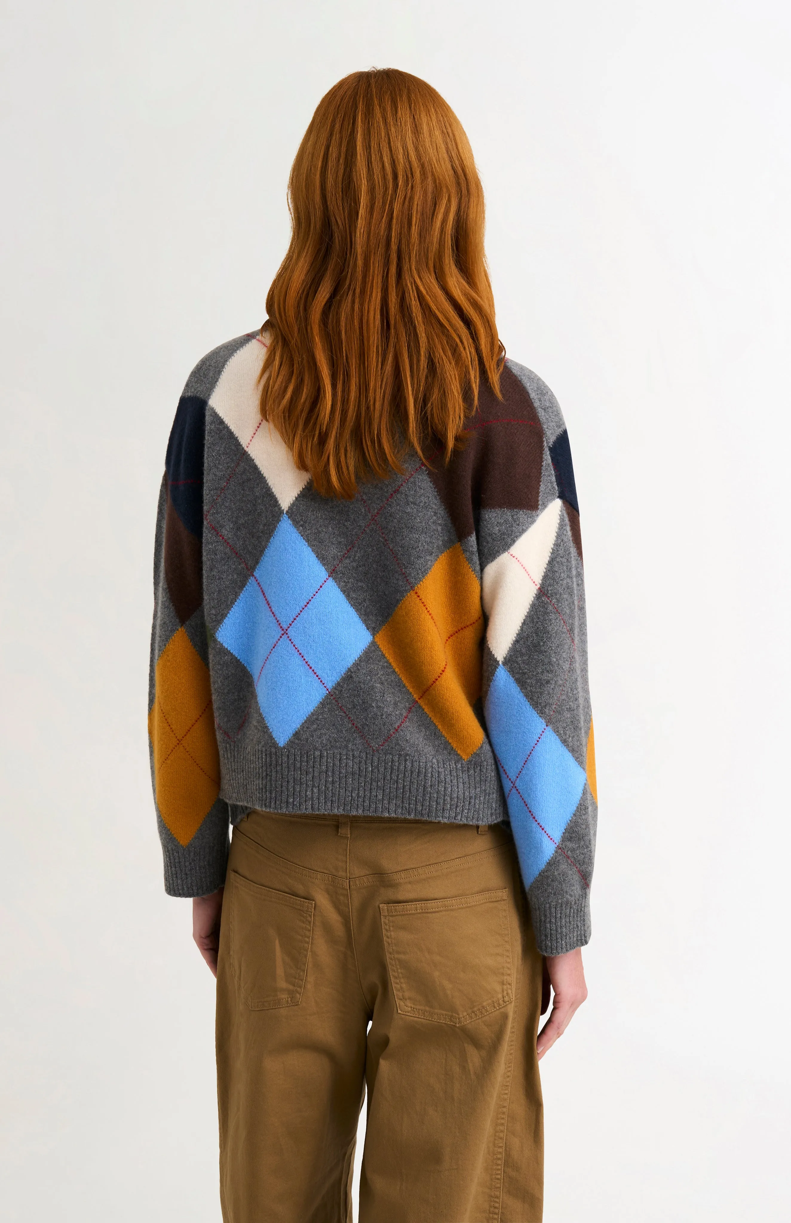 Women's Supersoft Lambswool Argyle Cardigan In Charcoal / Multi sold by Pringle of Scotland product image thumbnail 5