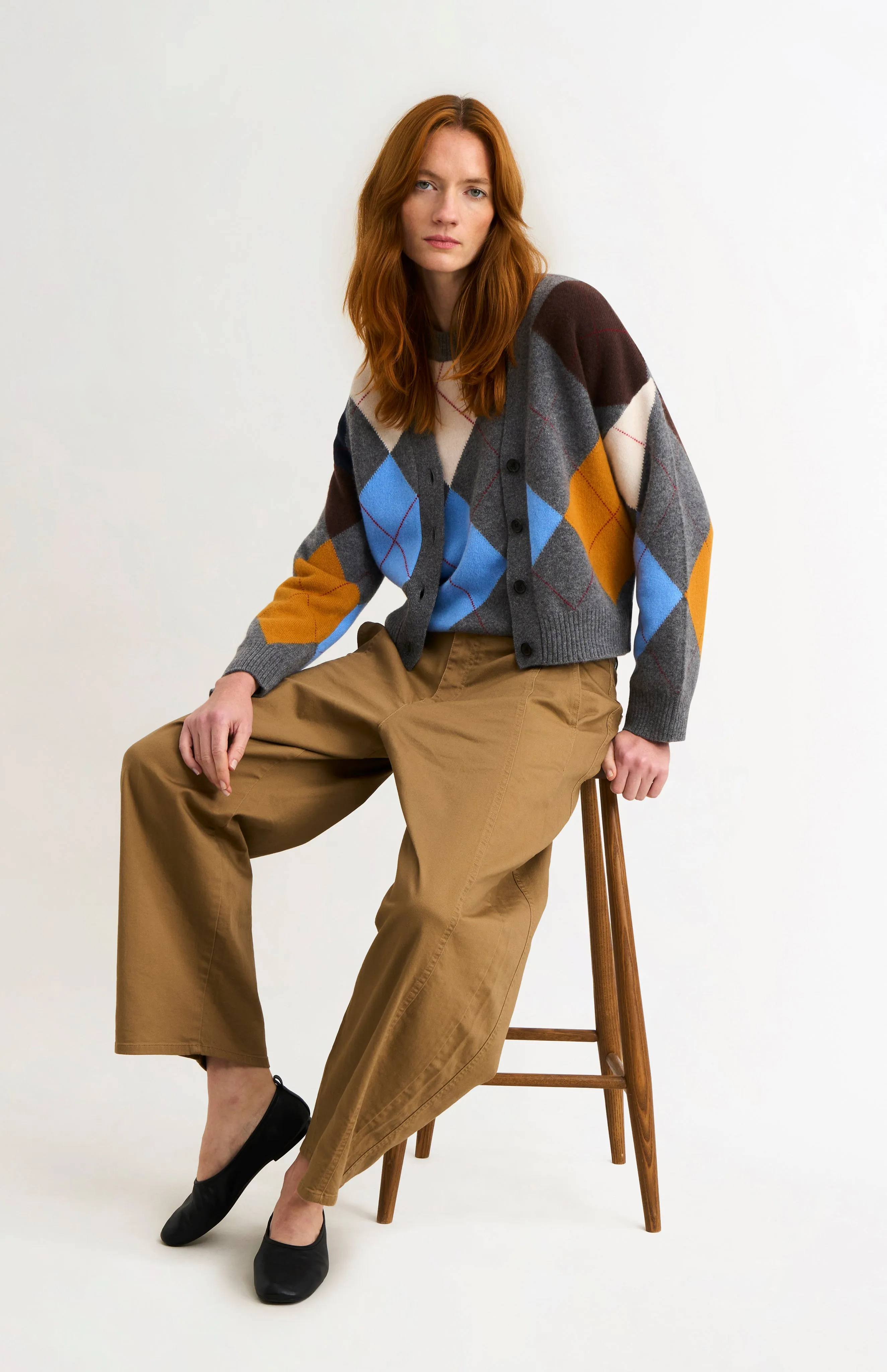 Women's Supersoft Lambswool Argyle Cardigan In Charcoal / Multi sold by Pringle of Scotland product image thumbnail 3