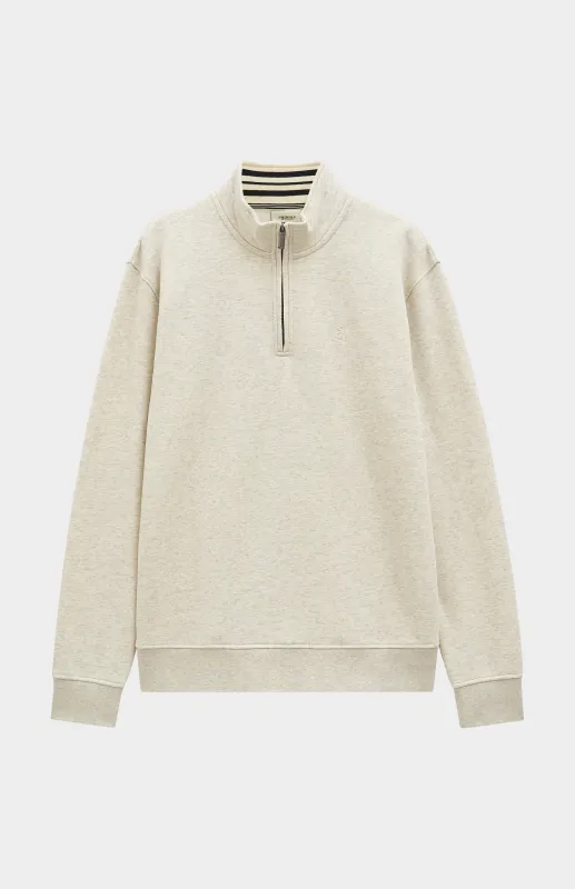 Men's Qtr Zip Track Jumper In Ecru Beige Melange made by Pringle