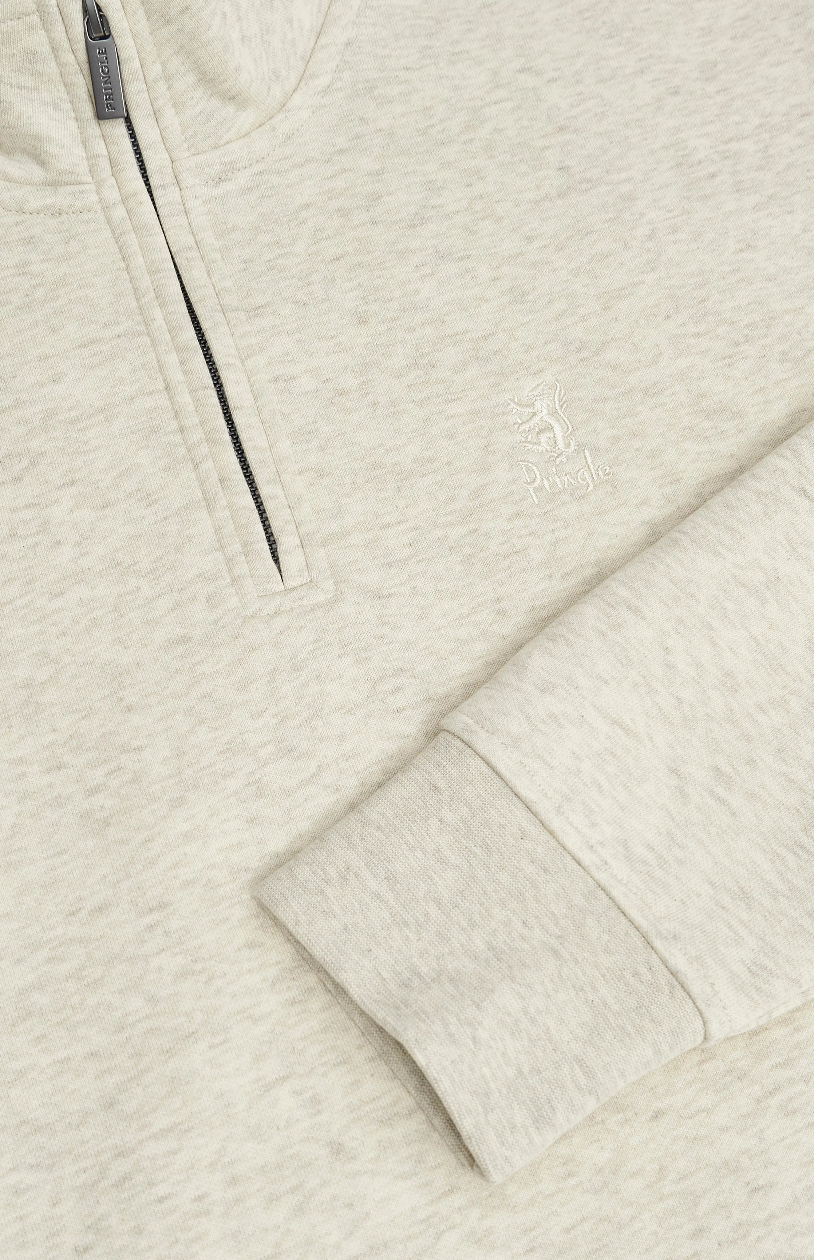 Men's Qtr Zip Track Jumper In Ecru Beige Melange sold by Pringle of Scotland product image thumbnail 5