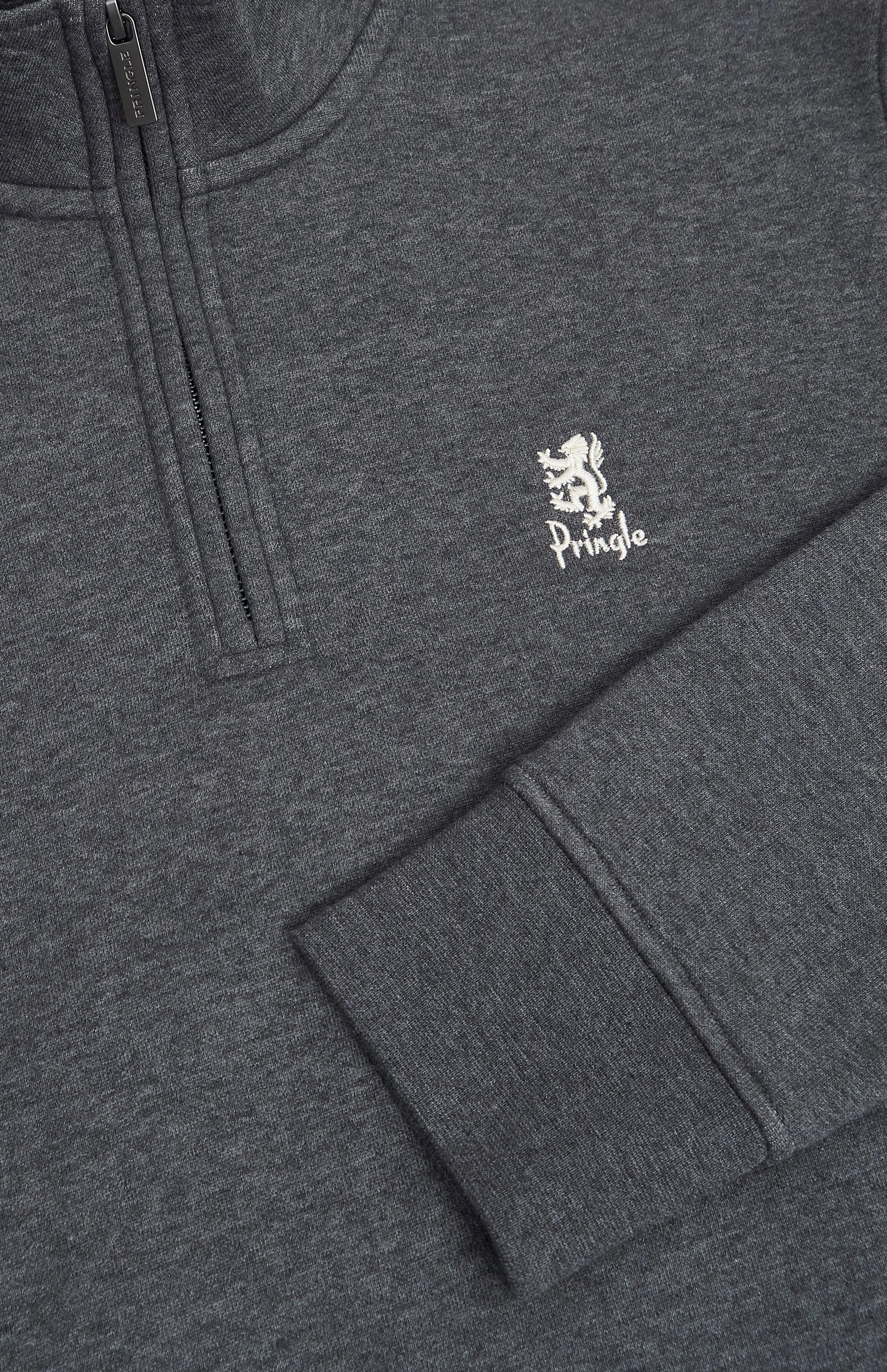 Men's Qtr Zip Track Jumper In Charcoal Melange sold by Pringle of Scotland product image thumbnail 4