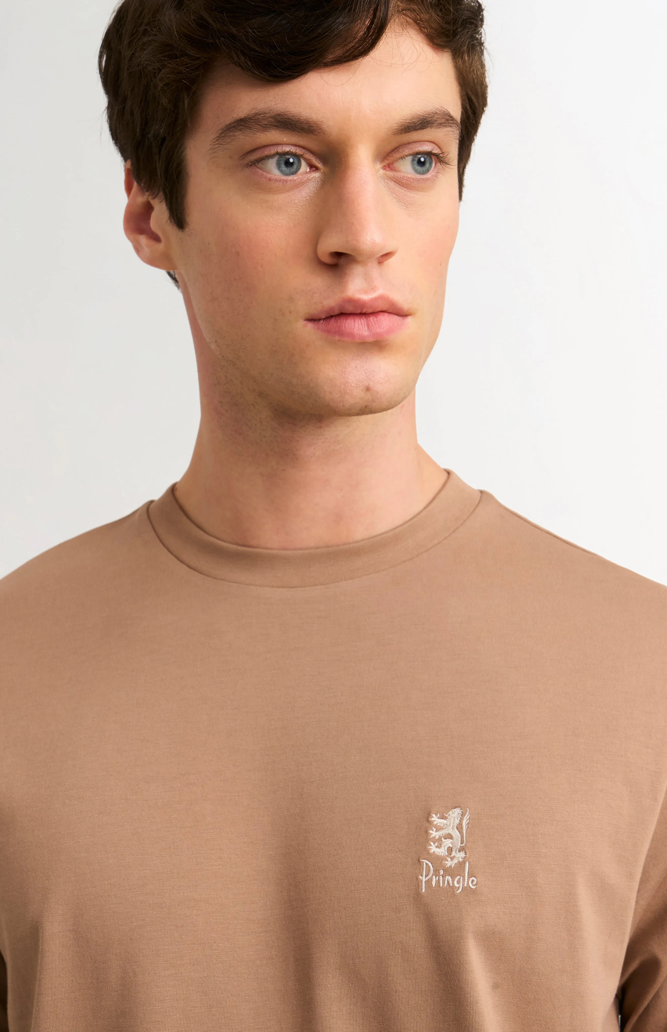 Men's Mid-weight Supima Cotton T-shirt In Mushroom sold by Pringle of Scotland product image thumbnail 3