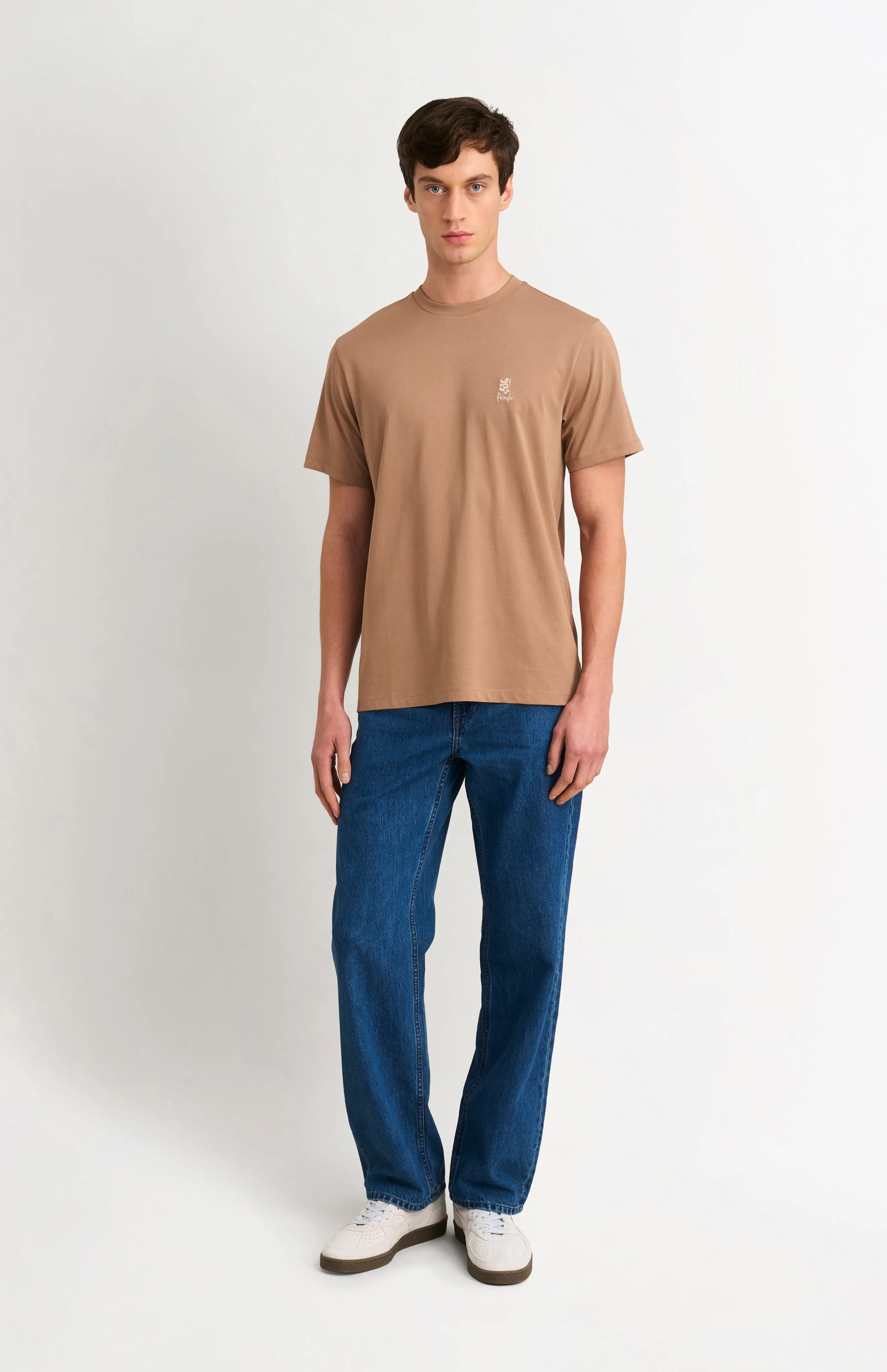 Men's Mid-weight Supima Cotton T-shirt In Mushroom sold by Pringle of Scotland product image thumbnail 2