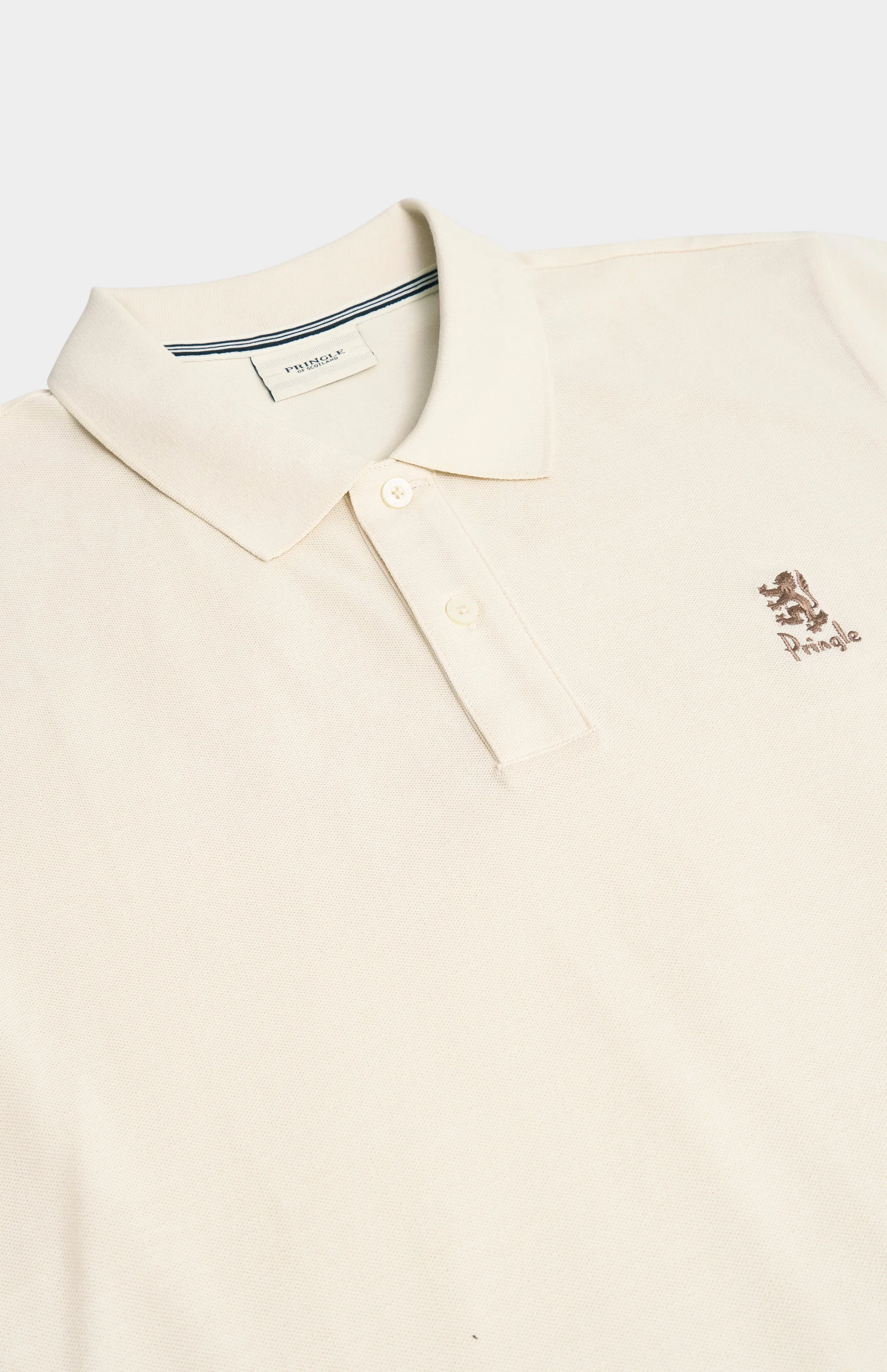 Men's Cotton Pique Polo Shirt In Ecru sold by Pringle of Scotland product image thumbnail 2