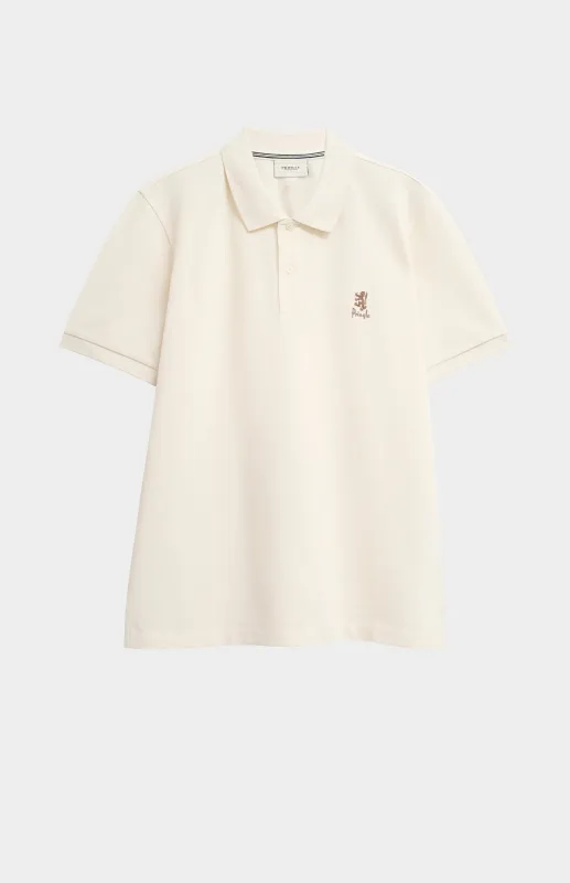 Men's Cotton Pique Polo Shirt In Ecru made by Pringle