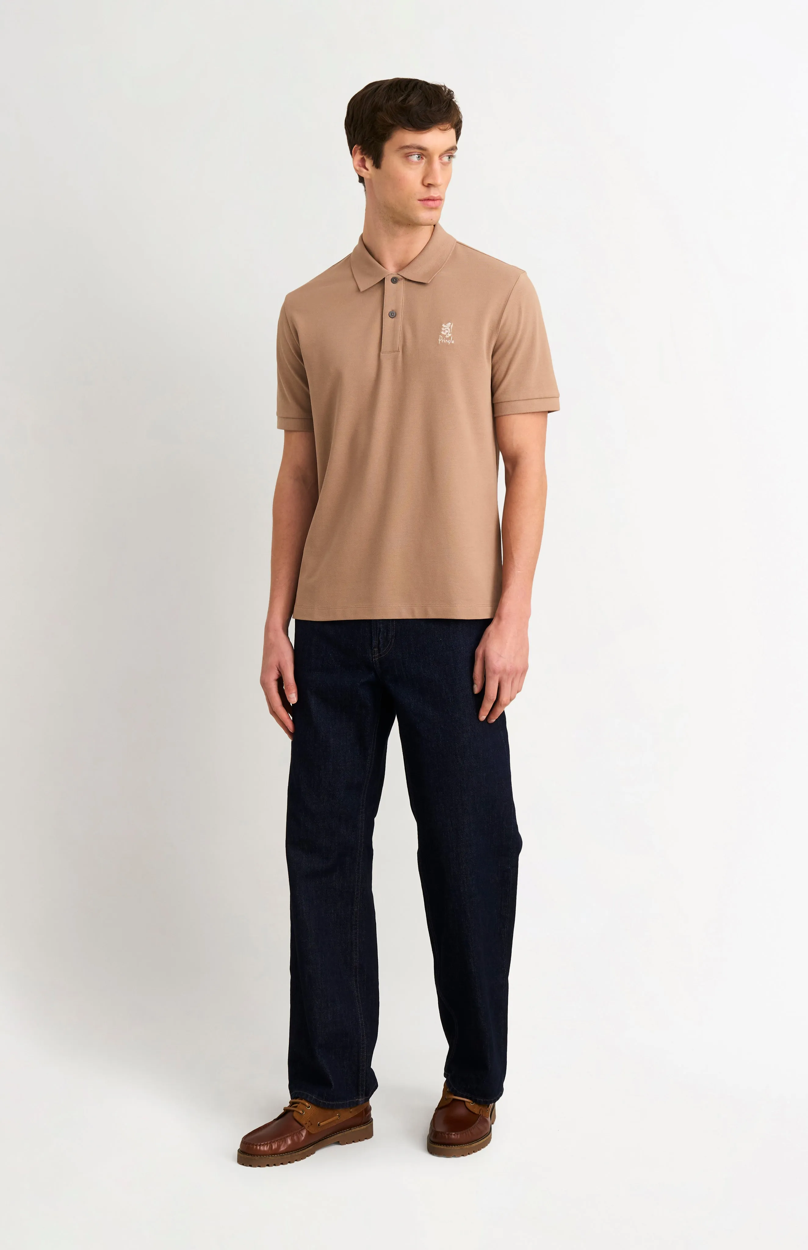 Men's Cotton Pique Polo Shirt In Mushroom sold by Pringle of Scotland product image thumbnail 2