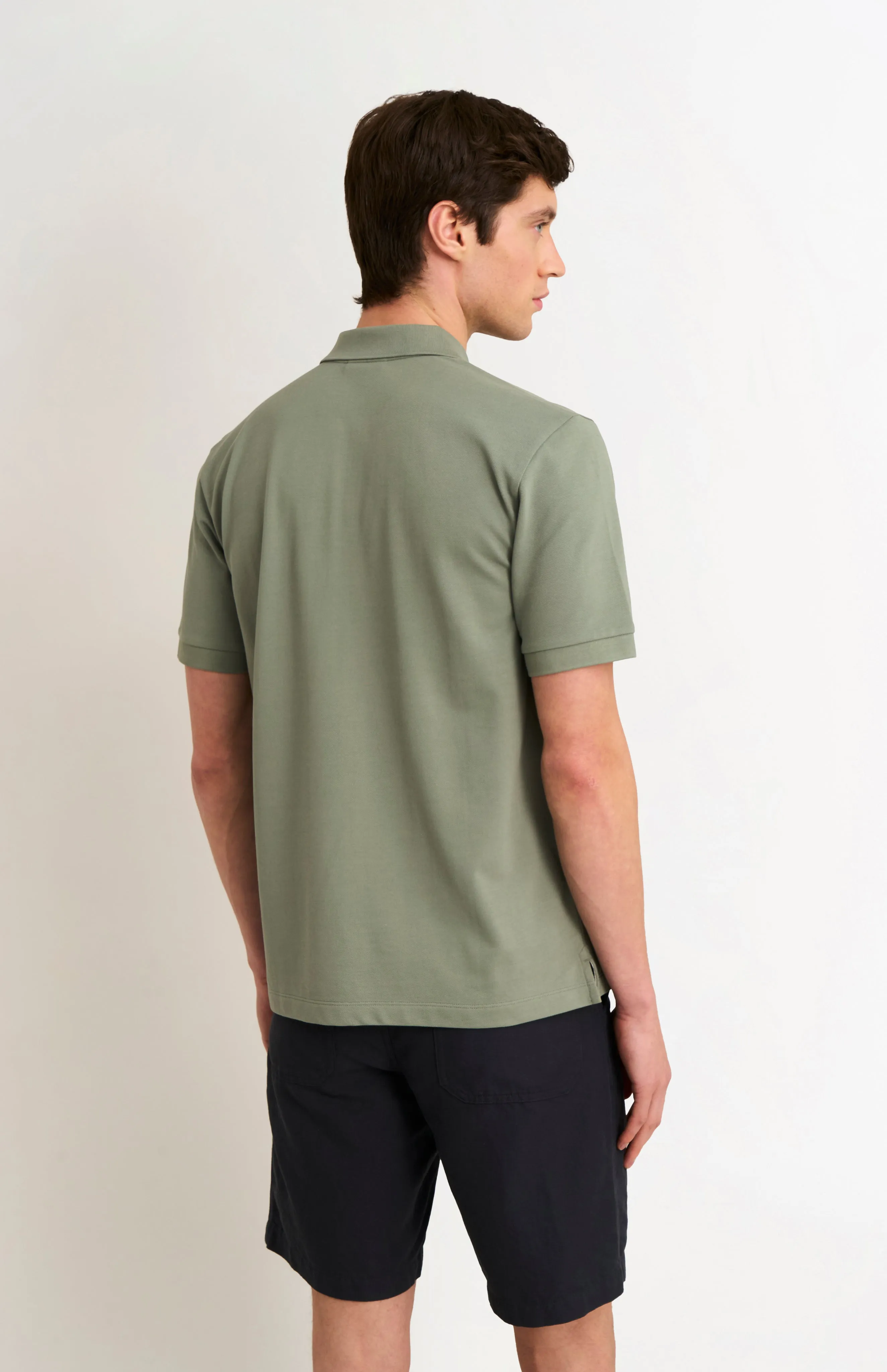 Men's Cotton Pique Polo Shirt In Sage Green sold by Pringle of Scotland product image thumbnail 4