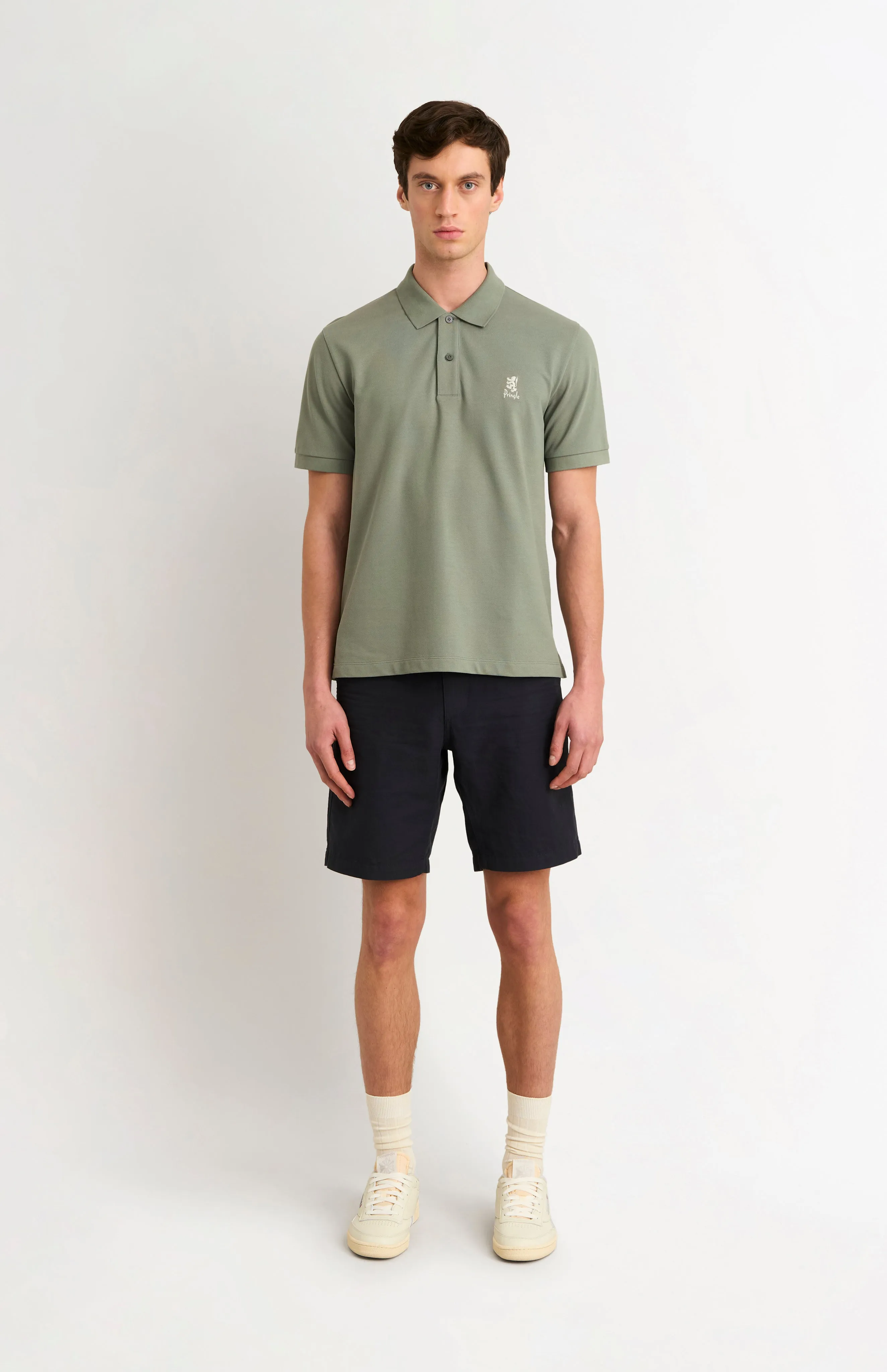 Men's Cotton Pique Polo Shirt In Sage Green sold by Pringle of Scotland product image thumbnail 2