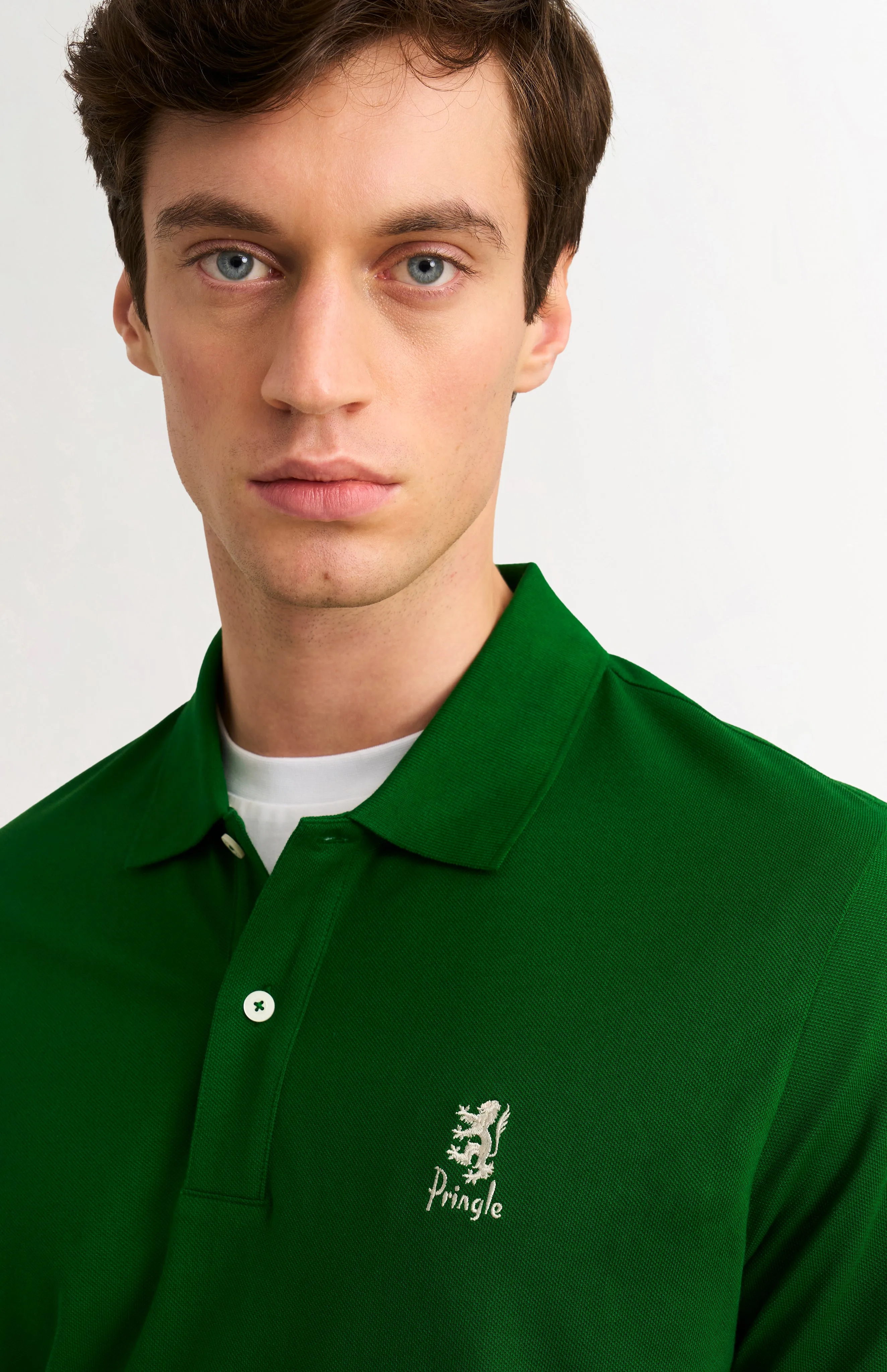 Men's Cotton Pique Polo Shirt In Bright Green sold by Pringle of Scotland product image thumbnail 3