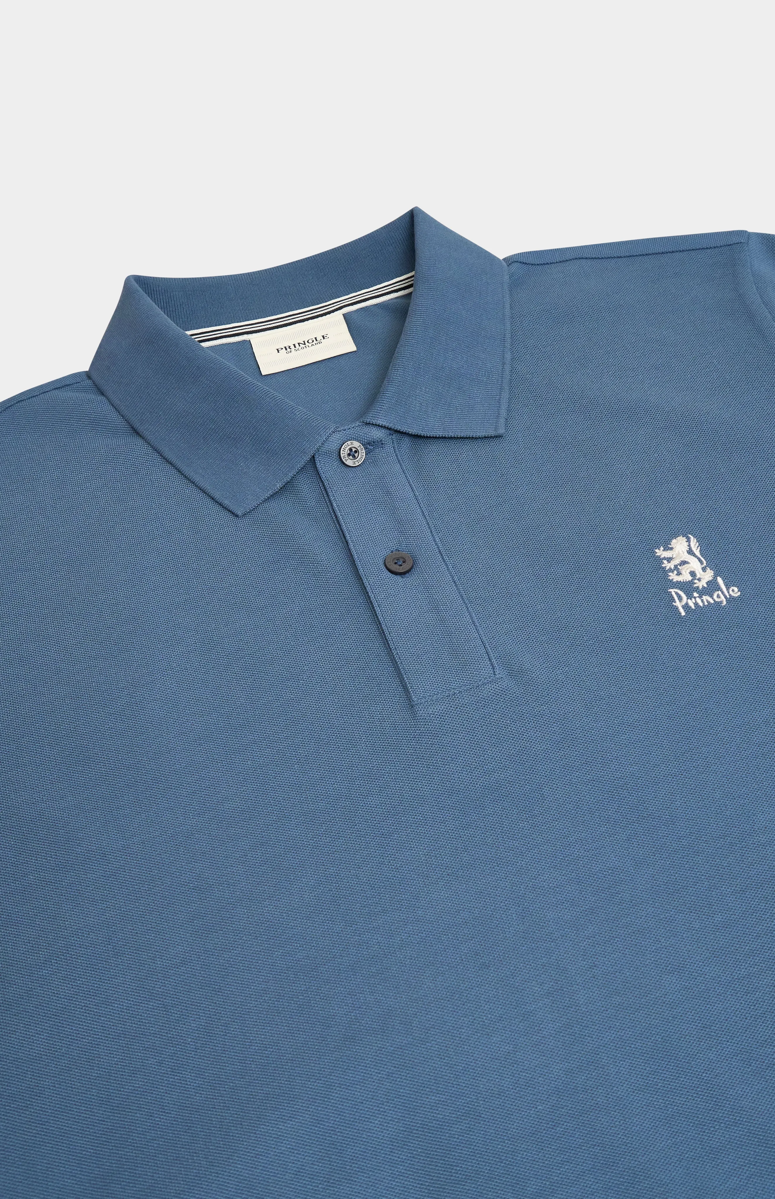 Men's Cotton Pique Polo Shirt In Bering Blue sold by Pringle of Scotland product image thumbnail 2